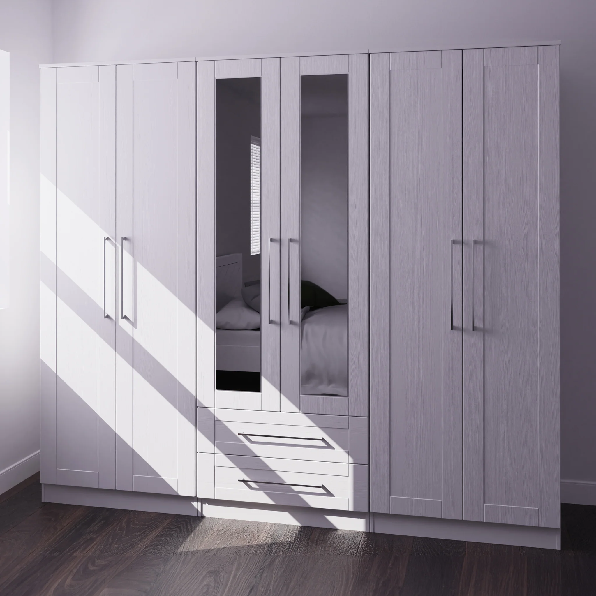 Bellamy Tall 6 Door 2 Drawer with Mirrors Wardrobe - Image 9