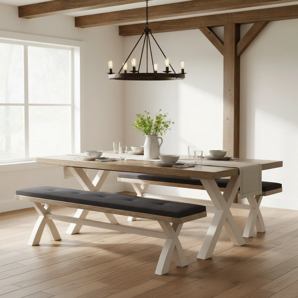 Belmont Cross Leg Dining Bench - Image 10