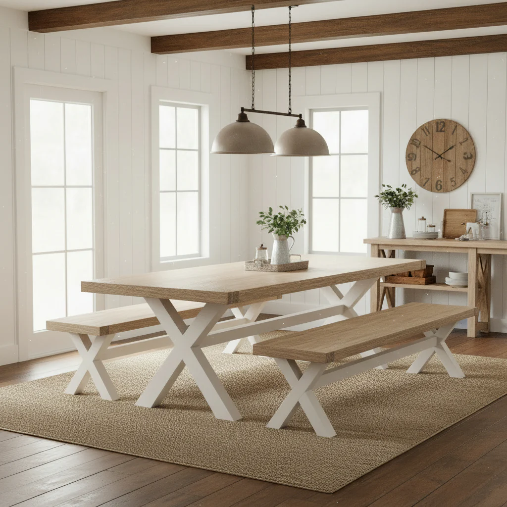 Belmont Cross Leg Dining Bench - Image 2