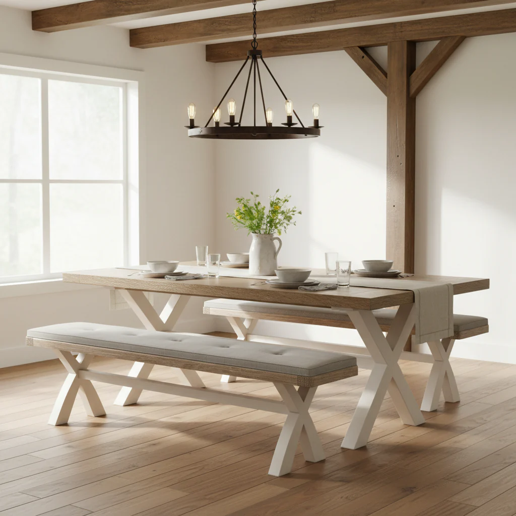 Belmont Cross Leg Dining Bench - Image 4