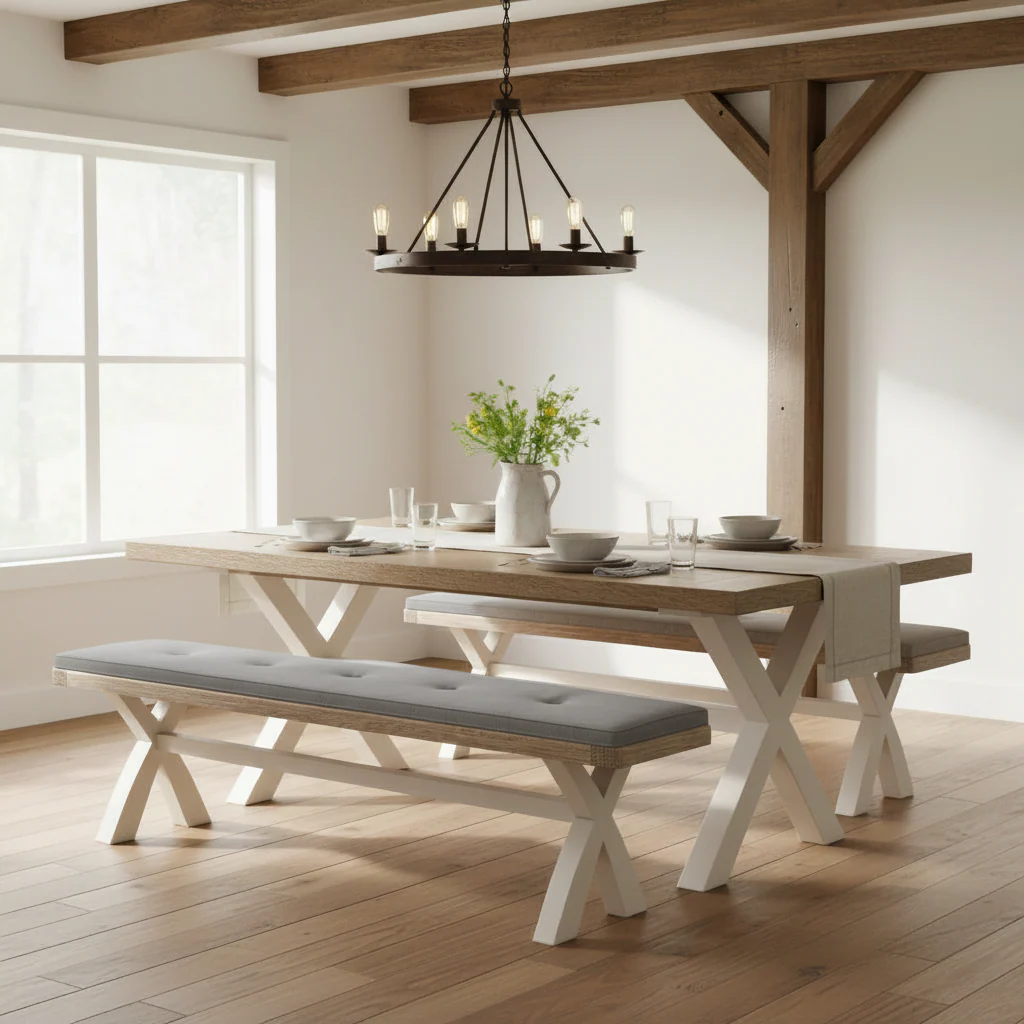 Belmont Cross Leg Dining Bench - Image 6