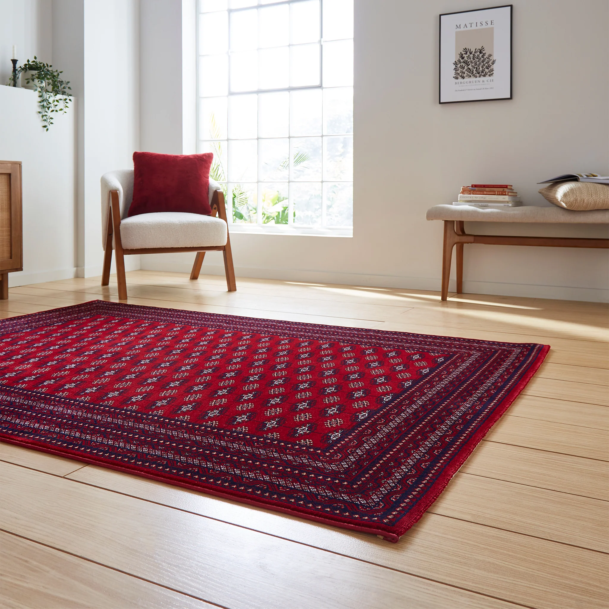Belvett Traditional Diamond Pattern Rug - Image 3