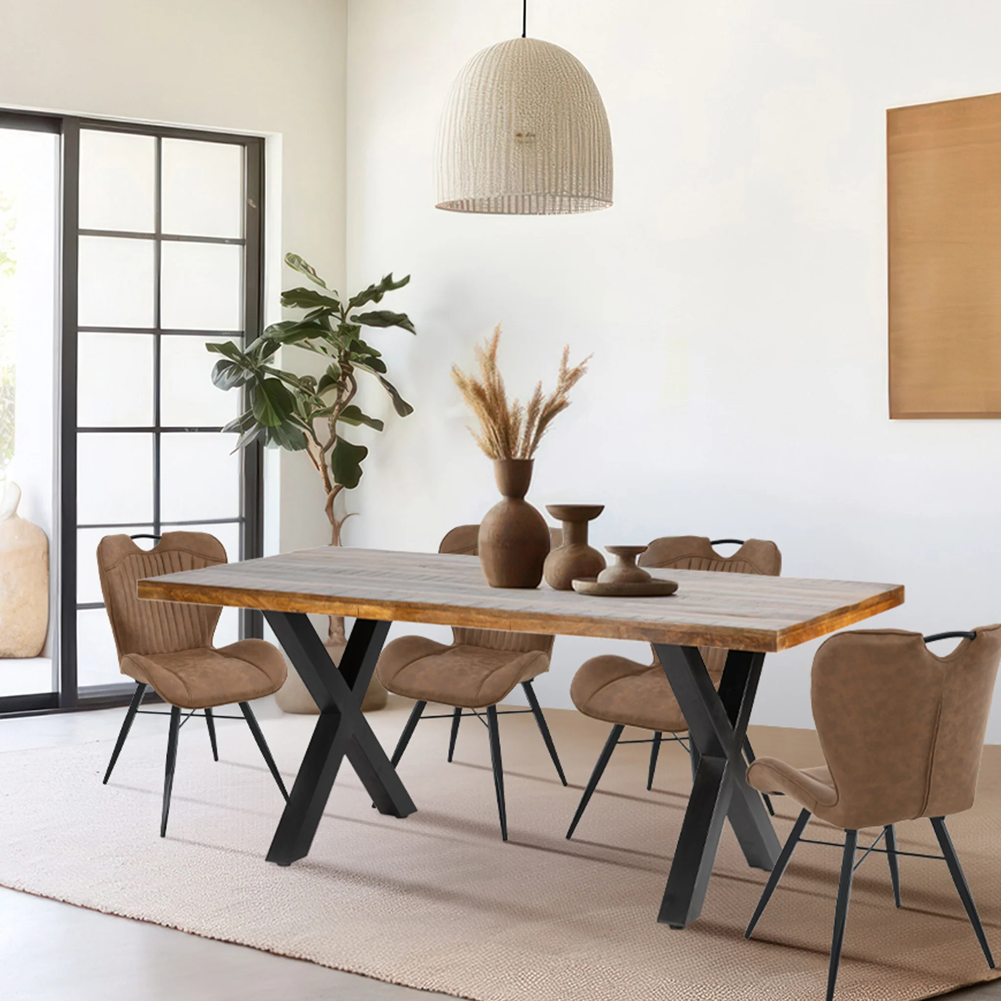 Benjin 220cm Mango Wood Dining Table - Image 2
