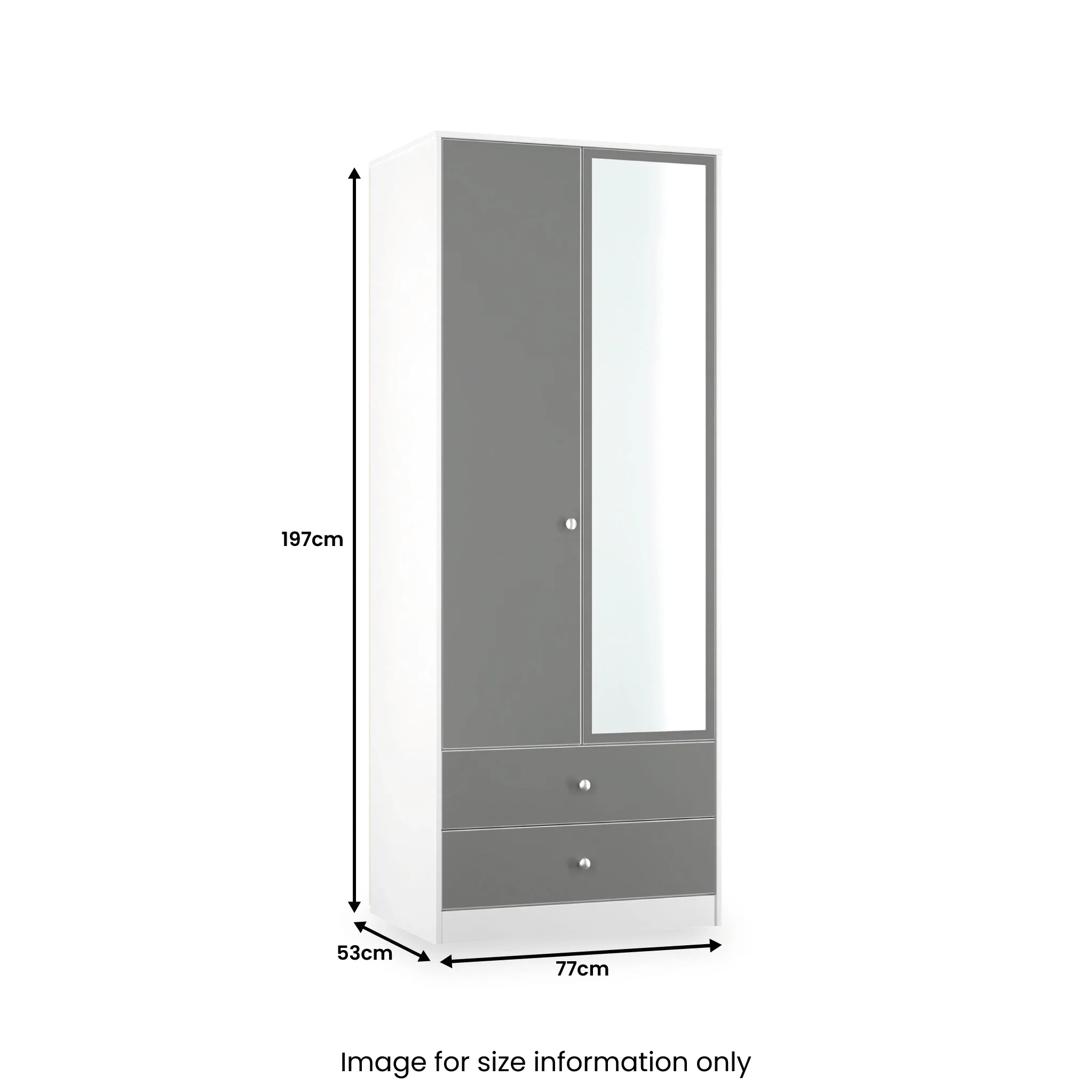 Bennet Tall 2 Drawer Mirrored Wardrobe - Image 13