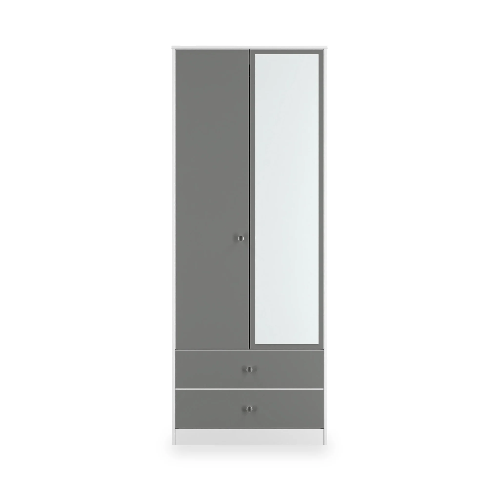 Bennet Tall 2 Drawer Mirrored Wardrobe - Image 3