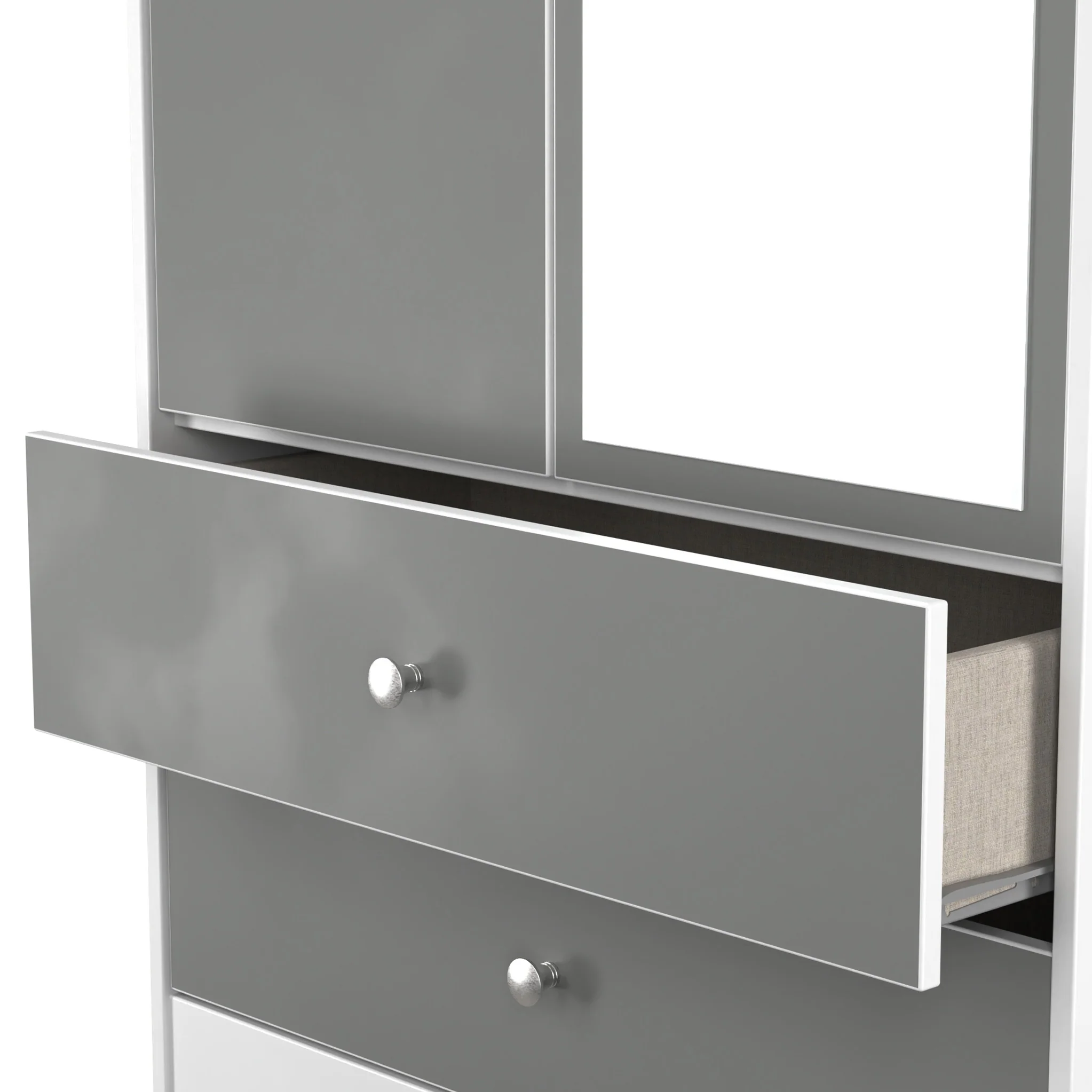 Bennet Tall 2 Drawer Mirrored Wardrobe - Image 6