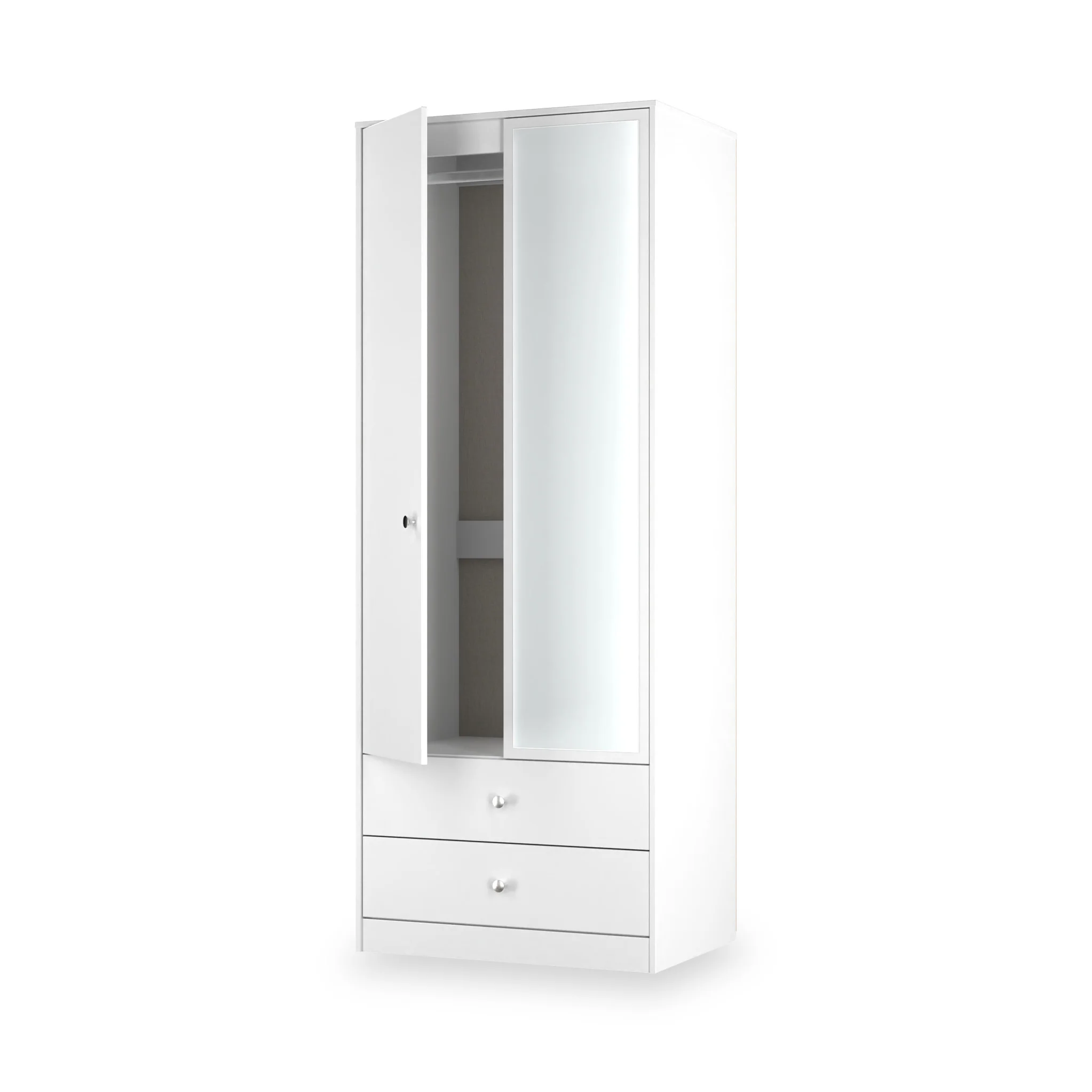 Bennet Tall 2 Drawer Mirrored Wardrobe - Image 7