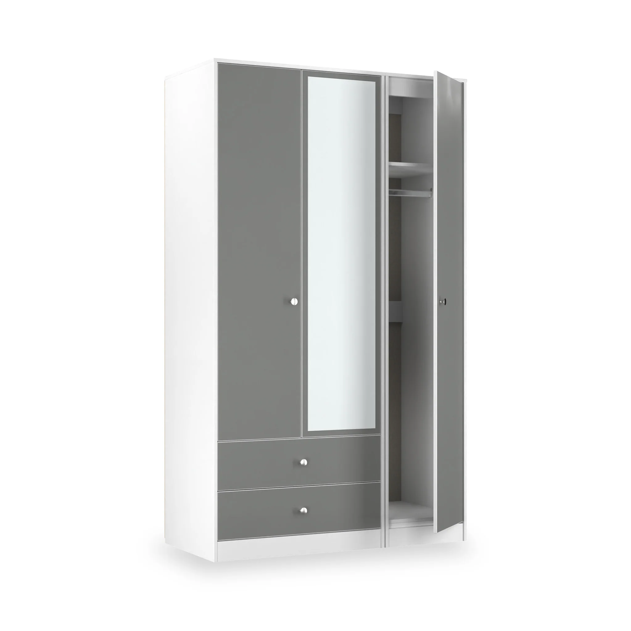 Bennet Tall Triple 2 Drawer Mirrored Wardrobe - Image 4