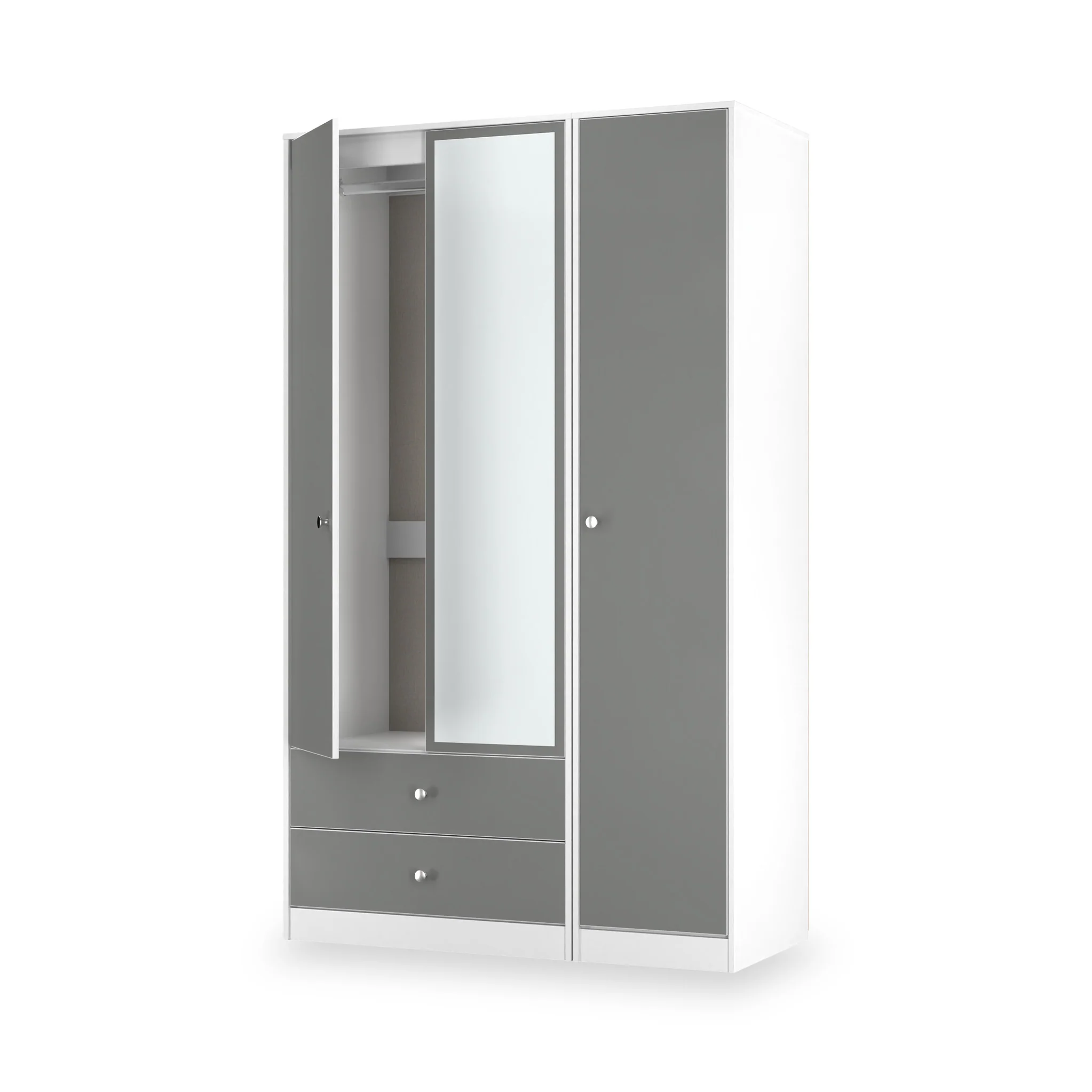 Bennet Tall Triple 2 Drawer Mirrored Wardrobe - Image 5