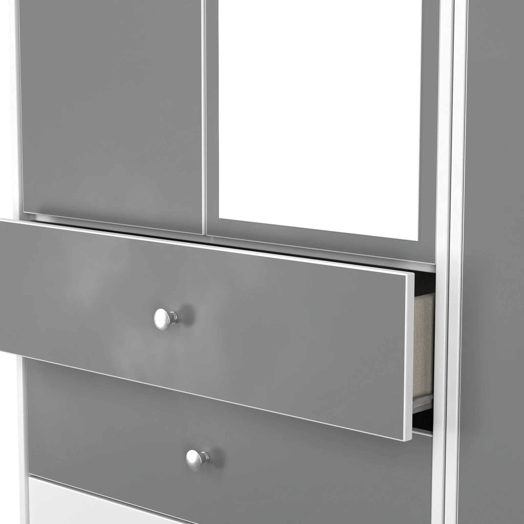 Bennet Tall Triple 2 Drawer Mirrored Wardrobe - Image 7