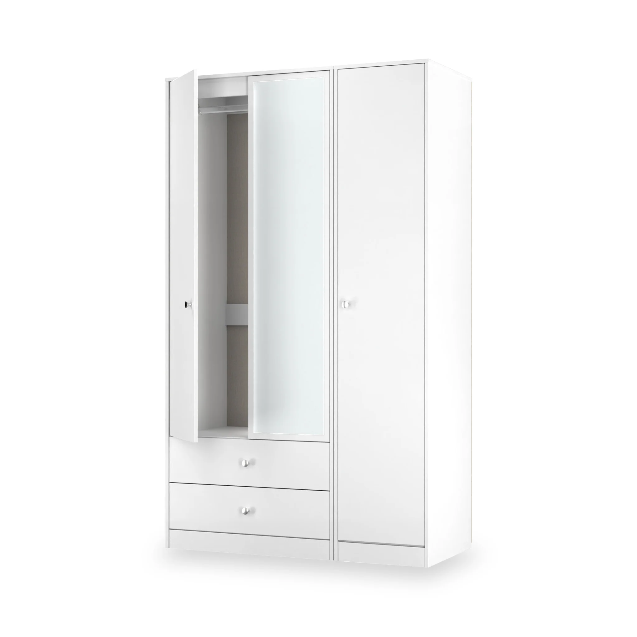 Bennet Tall Triple 2 Drawer Mirrored Wardrobe - Image 8