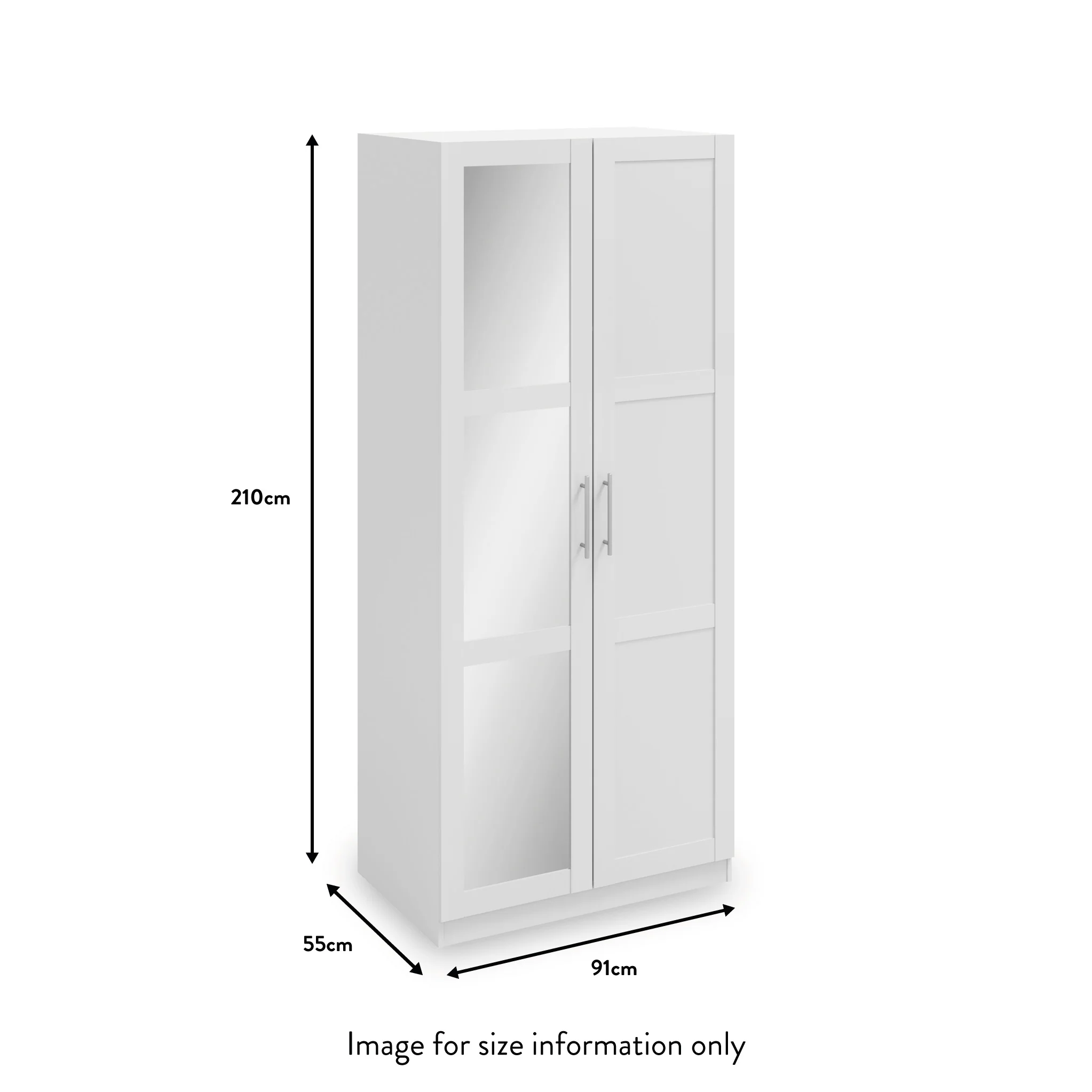 Bithlo White 2 Door Mirrored Wardrobe - Image 2