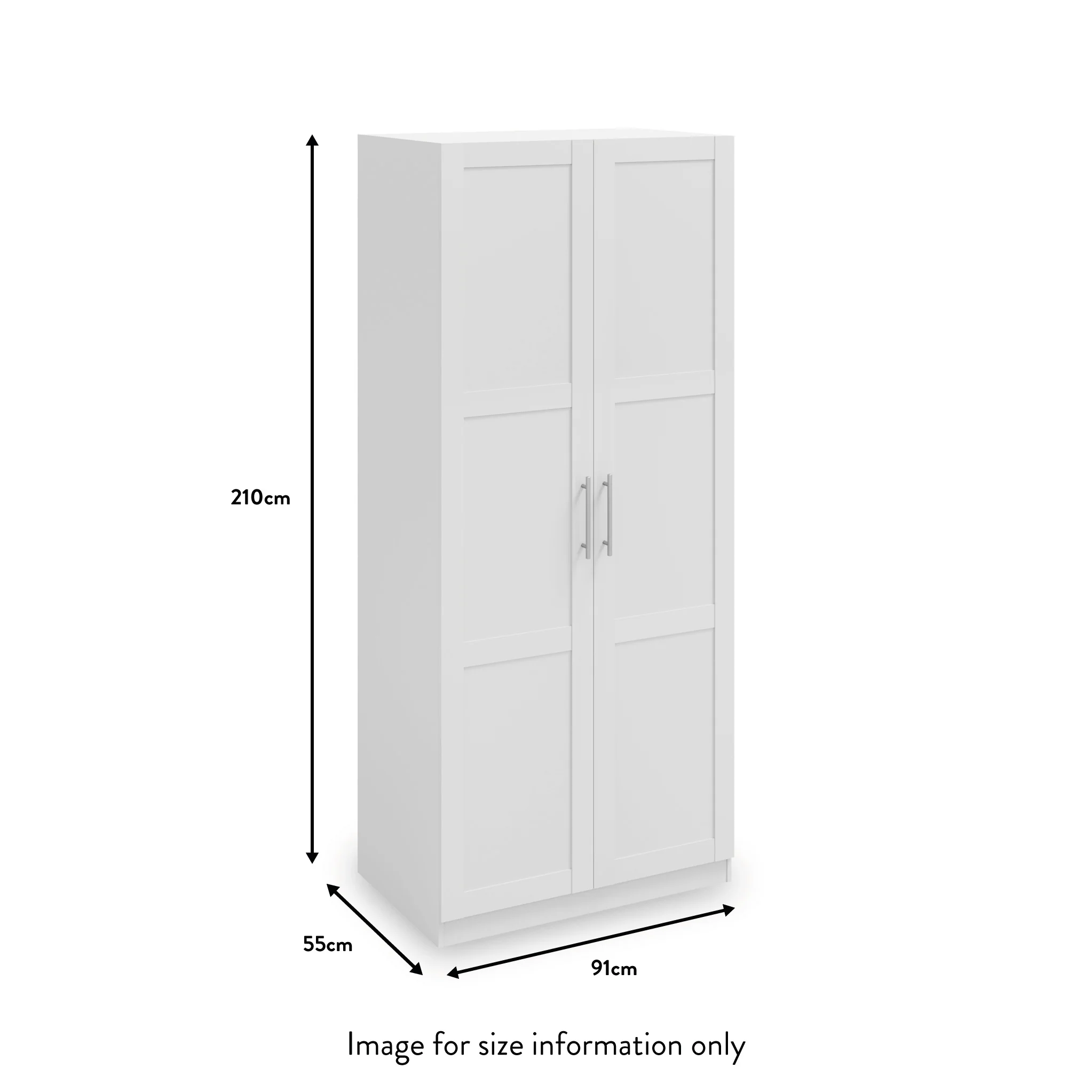 Bithlo White 2 Door Wardrobe - Image 3