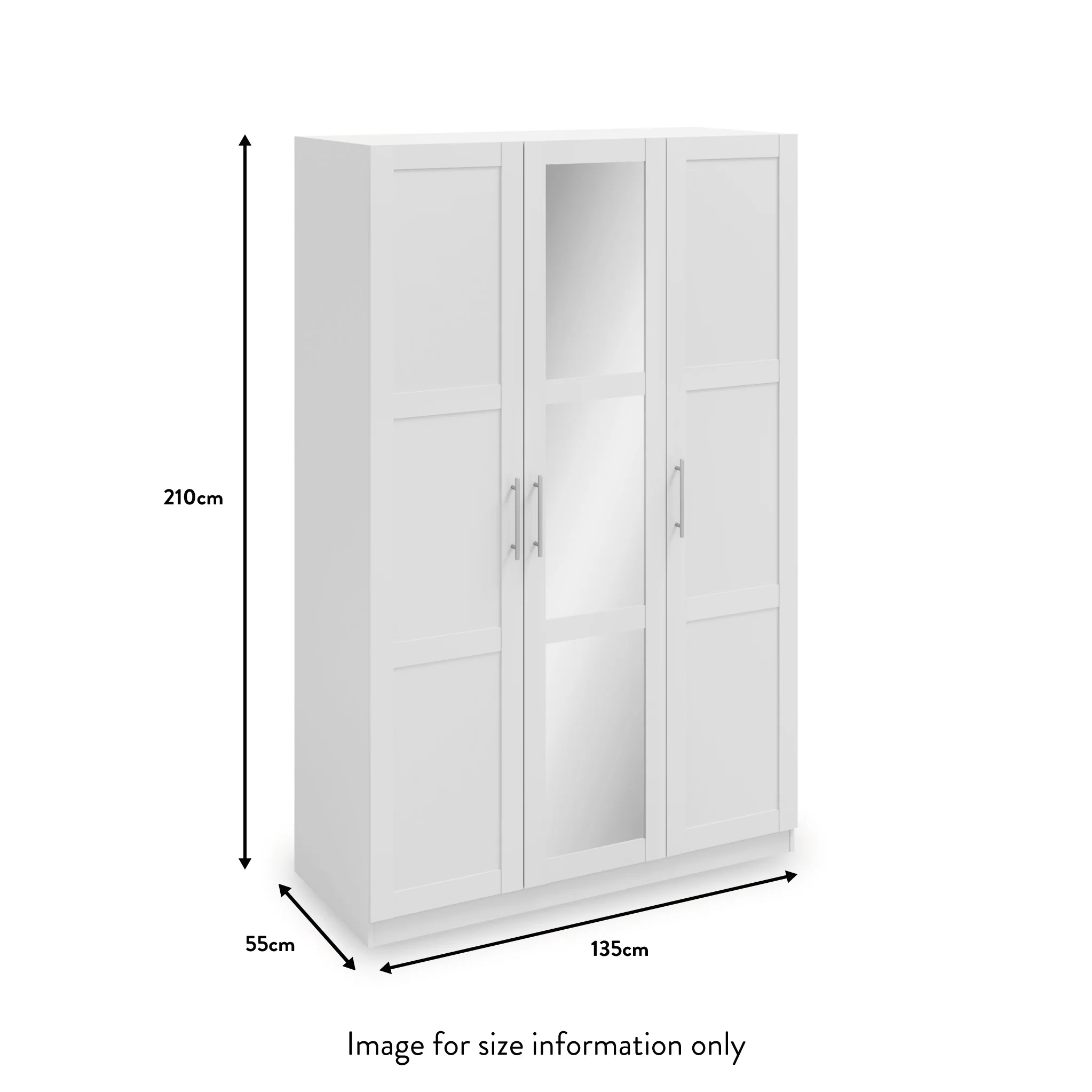 Bithlo White 3 Door Mirrored Wardrobe - Image 3