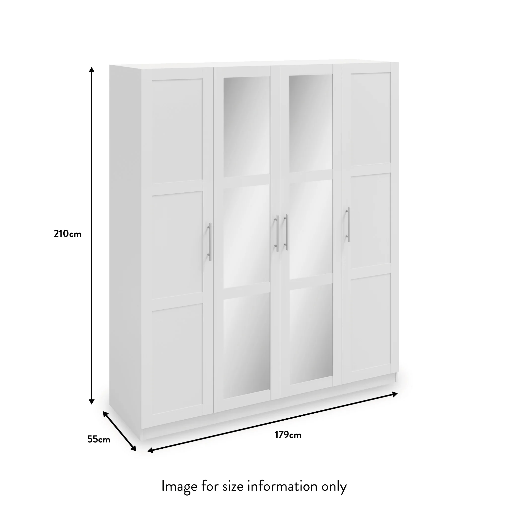 Bithlo White 4 Door Mirrored Wardrobe - Image 3