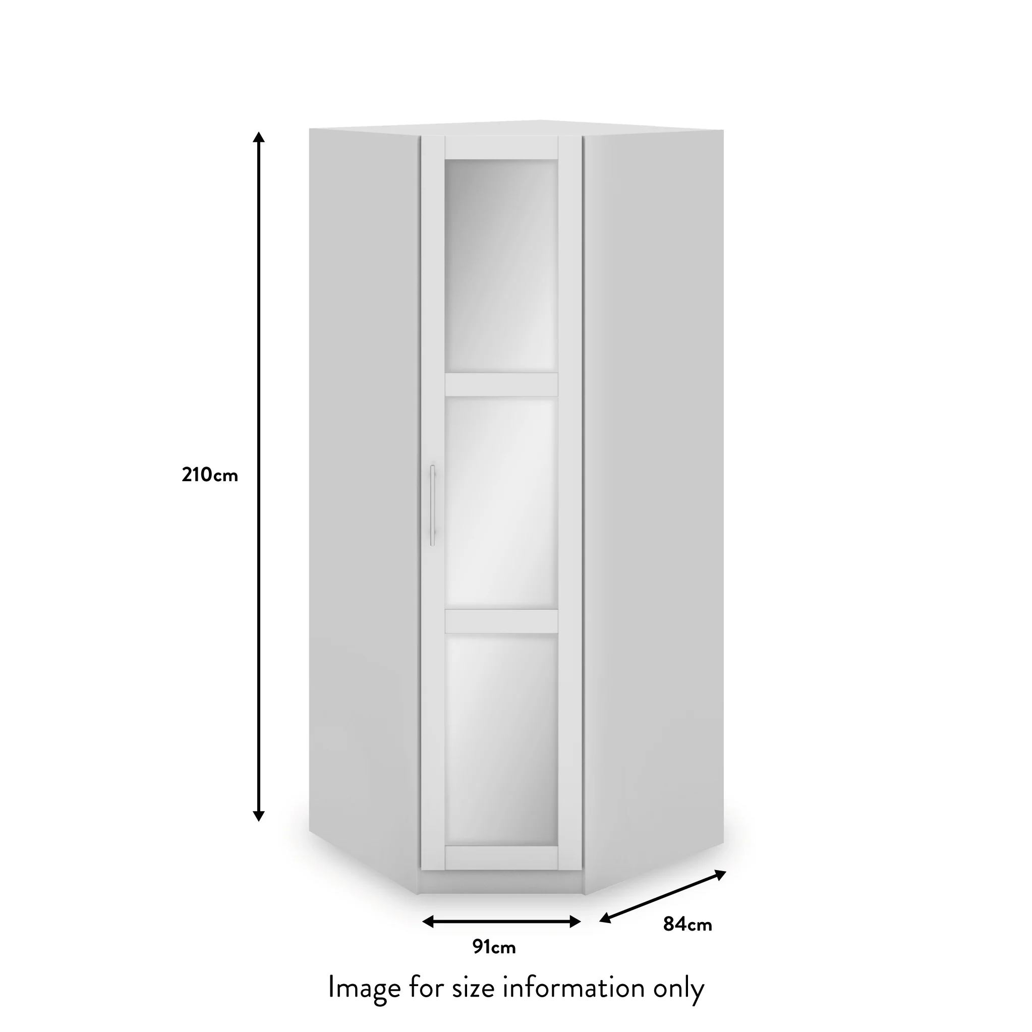 Bithlo White Corner Mirrored Wardrobe - Image 2