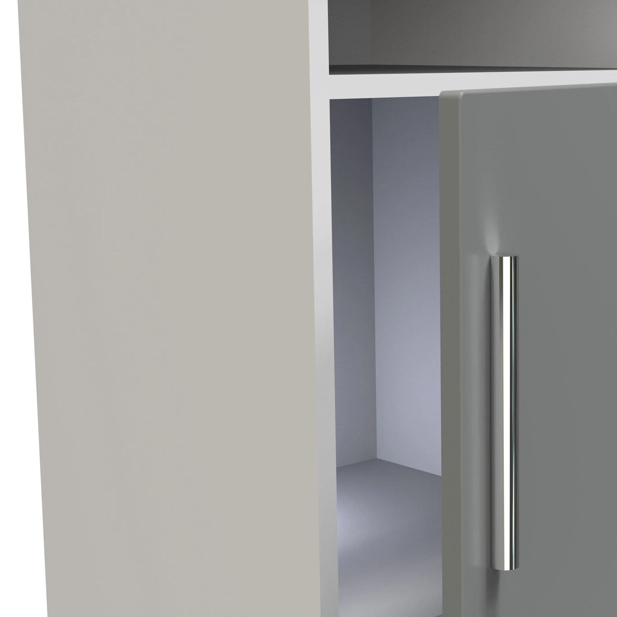 Blakely Grey and White 1 Door with Open Shelf Bedside Cabinet - Image 6
