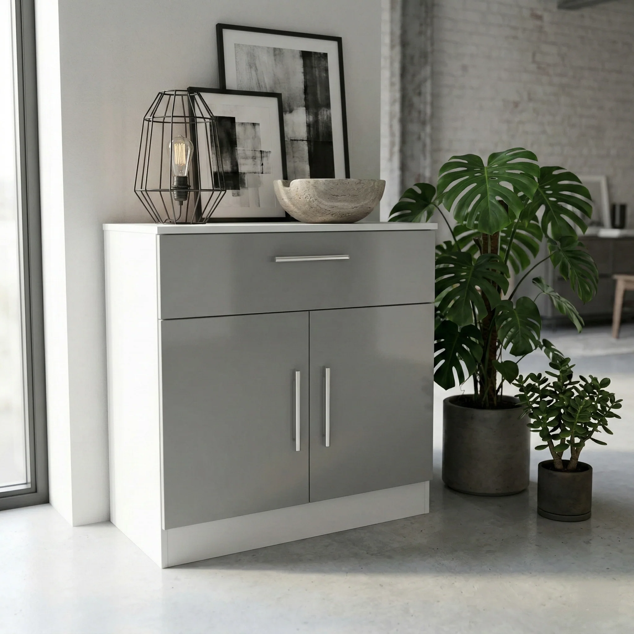 Blakely Grey and White 1 Drawer 2 Door Sideboard - Image 2