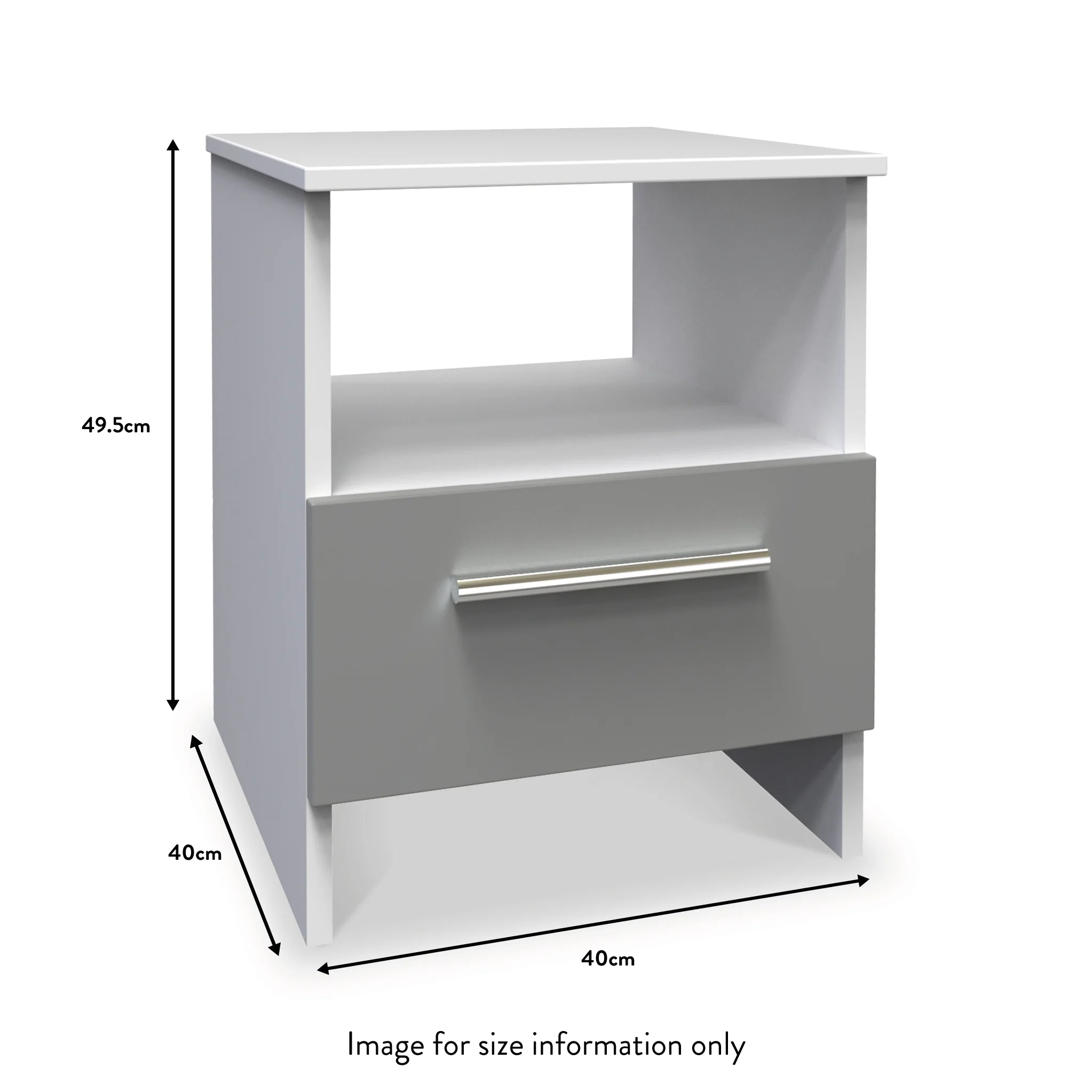 Blakely Grey and White 1 Drawer Lamp Table - Image 3