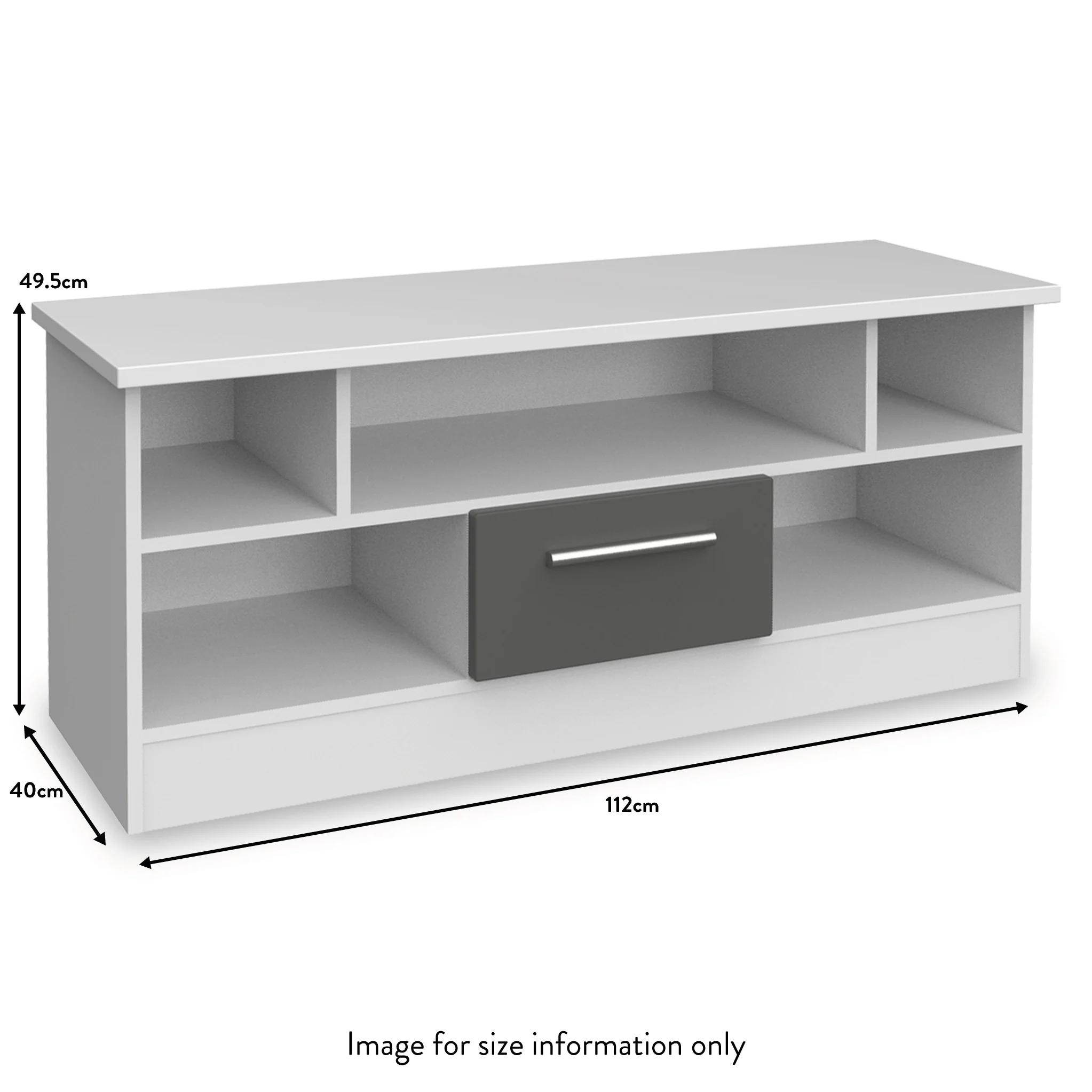 Blakely Grey and White 1 Drawer TV Unit - Image 3