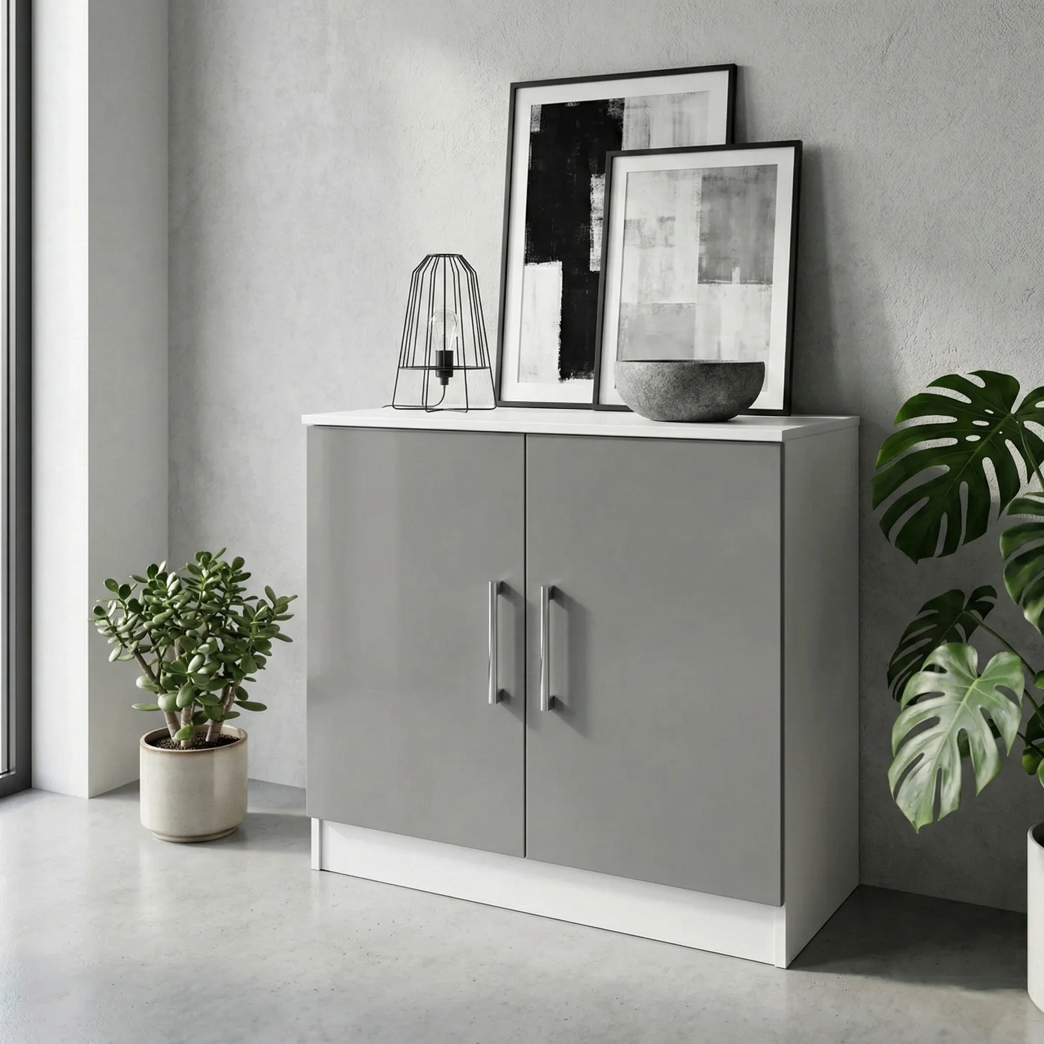 Blakely Grey and White 2 Door Cabinet - Image 2