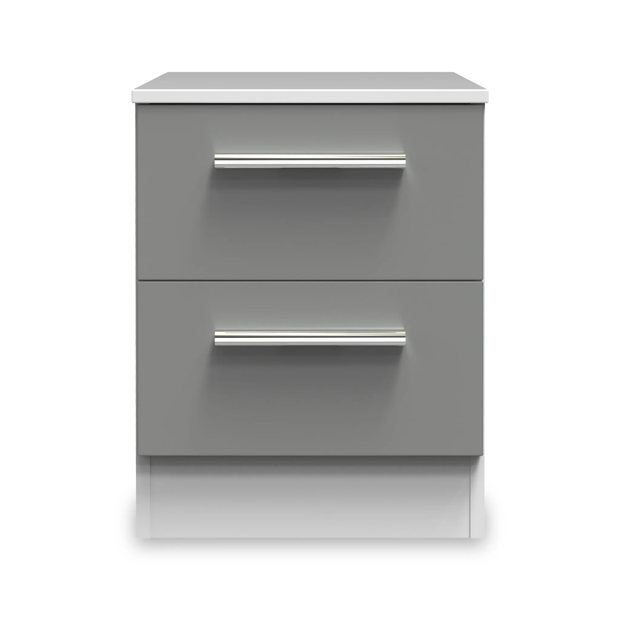 Blakely Grey and White 2 Drawer Bedside Cabinet - Image 2