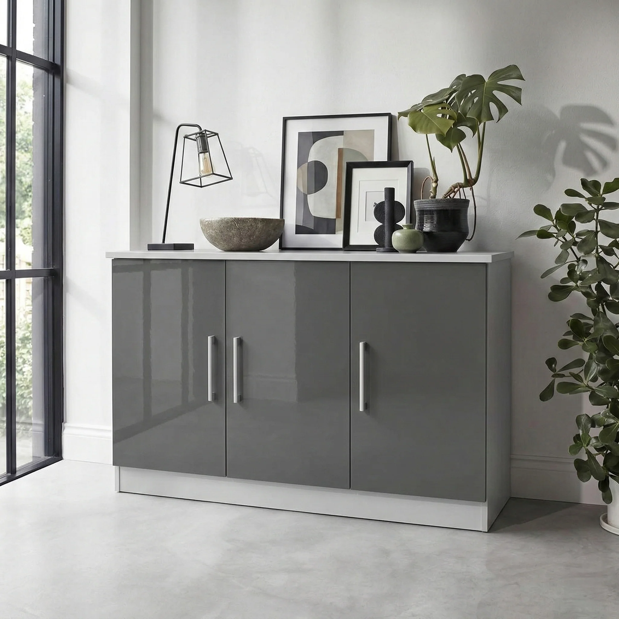 Blakely Grey and White 3 Door Sideboard - Image 2