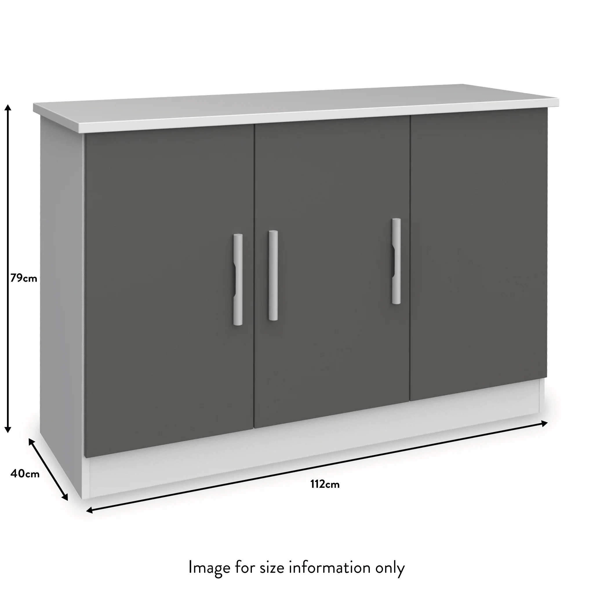 Blakely Grey and White 3 Door Sideboard - Image 4