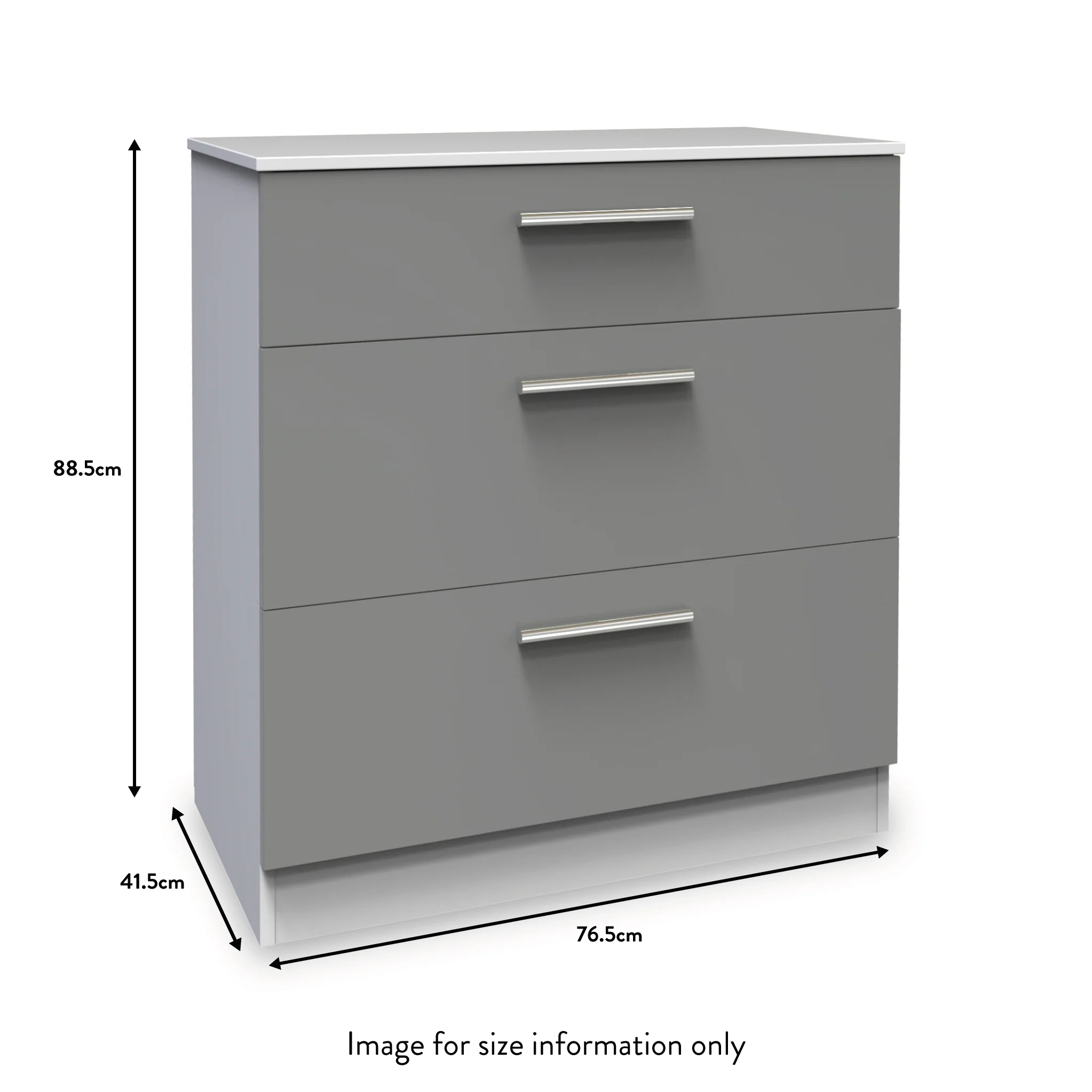 Blakely Grey and White 3 Drawer Deep Chest - Image 4