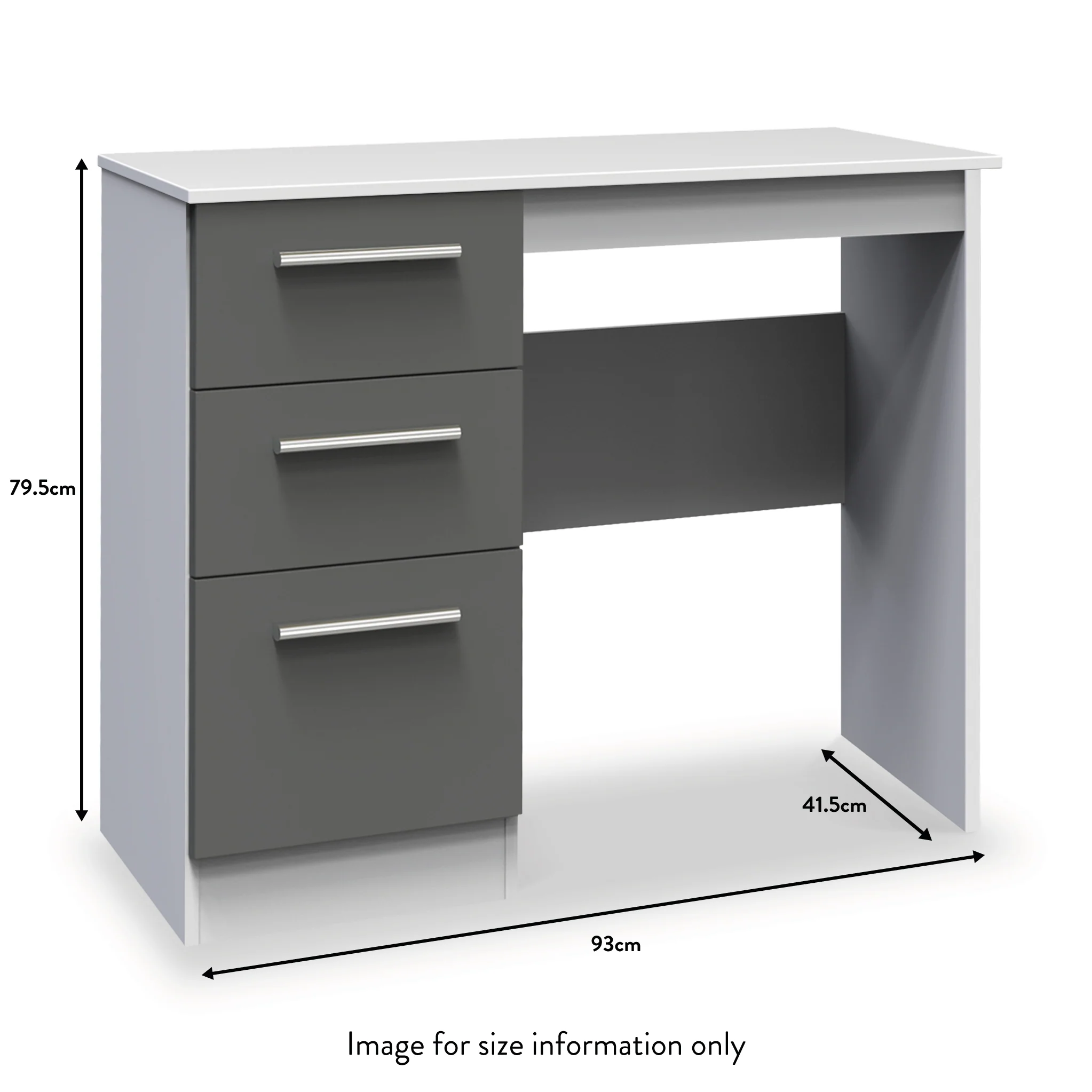 Blakely Grey and White 3 Drawer Dressing Table - Image 8