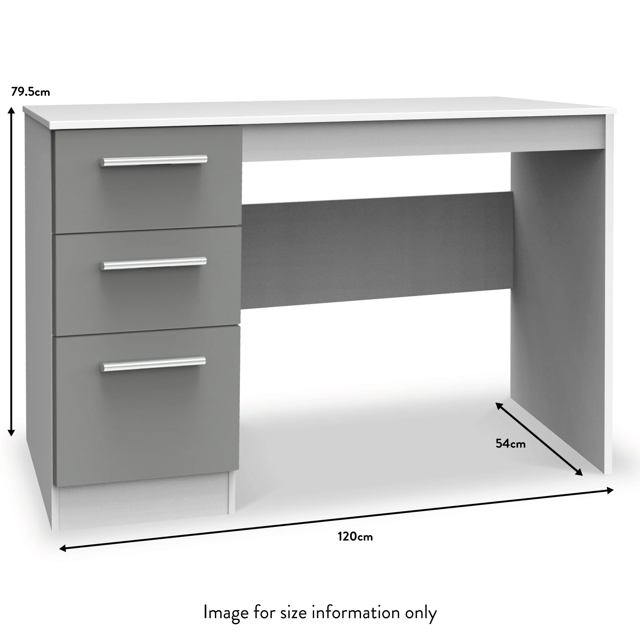 Blakely Grey and White 3 Drawer Storage Desk - Image 6