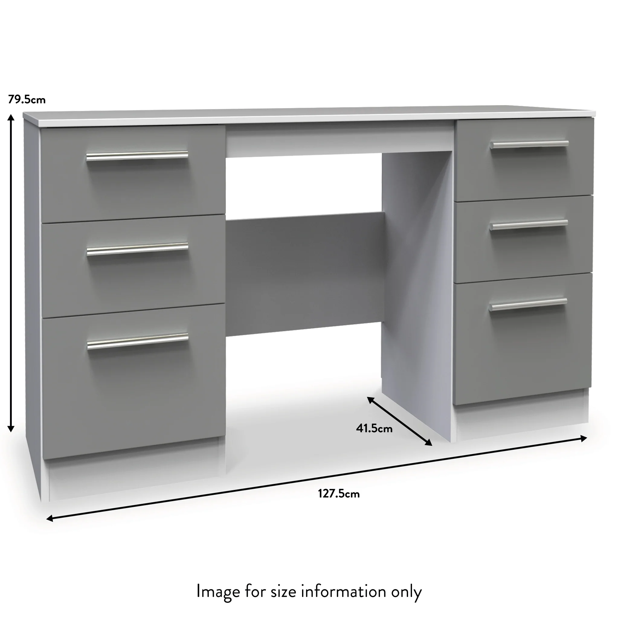 Blakely Grey and White 6 Drawer Storage Desk - Image 4
