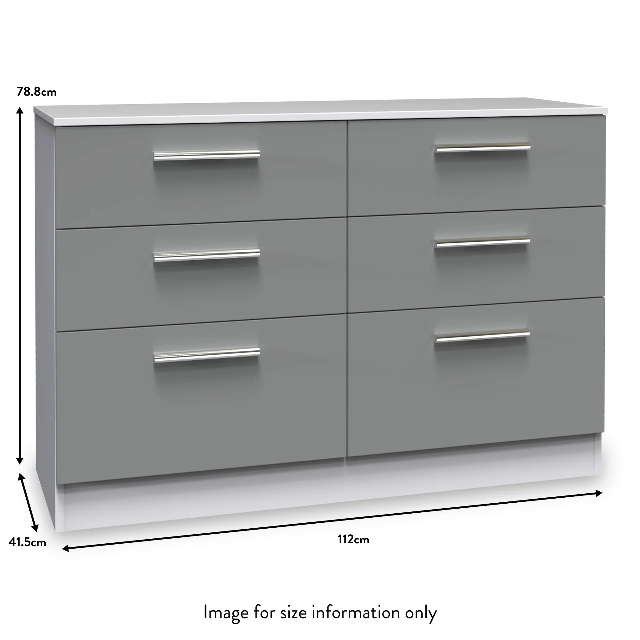Blakely Grey and White 6 Drawer Wide Chest - Image 3