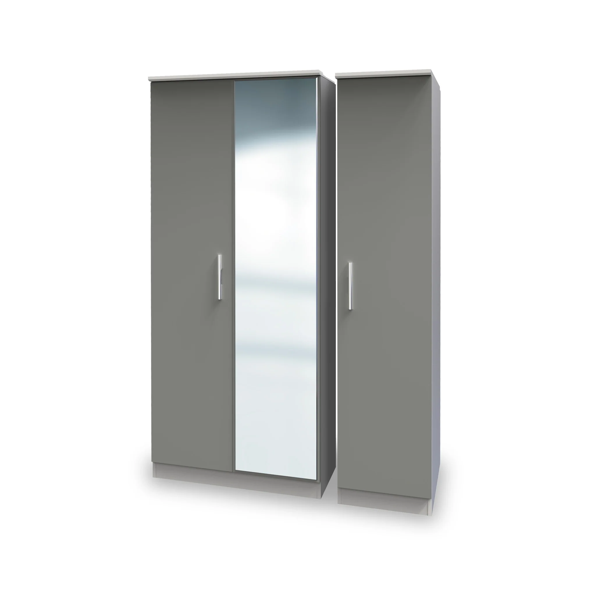 Blakely Grey and White Triple Mirror Wardrobe - Image 4