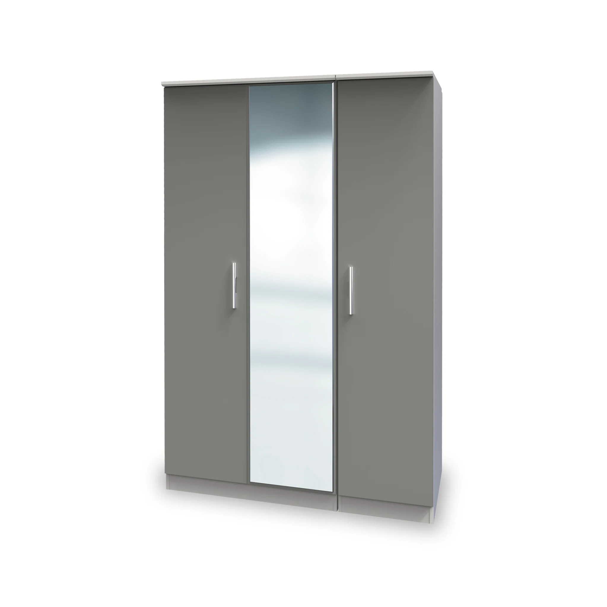 Blakely Grey and White Triple Mirror Wardrobe - Image 5