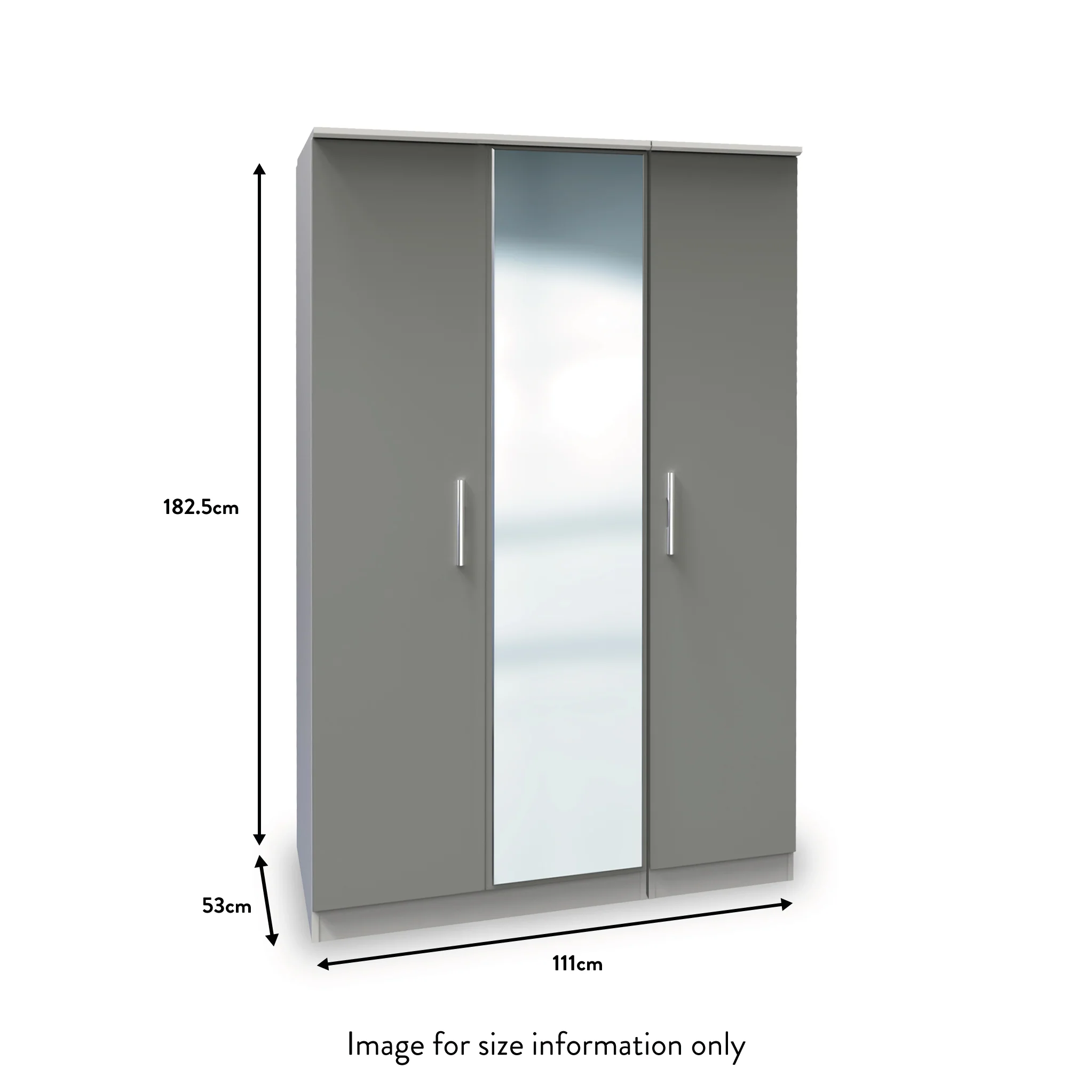Blakely Grey and White Triple Mirror Wardrobe - Image 6