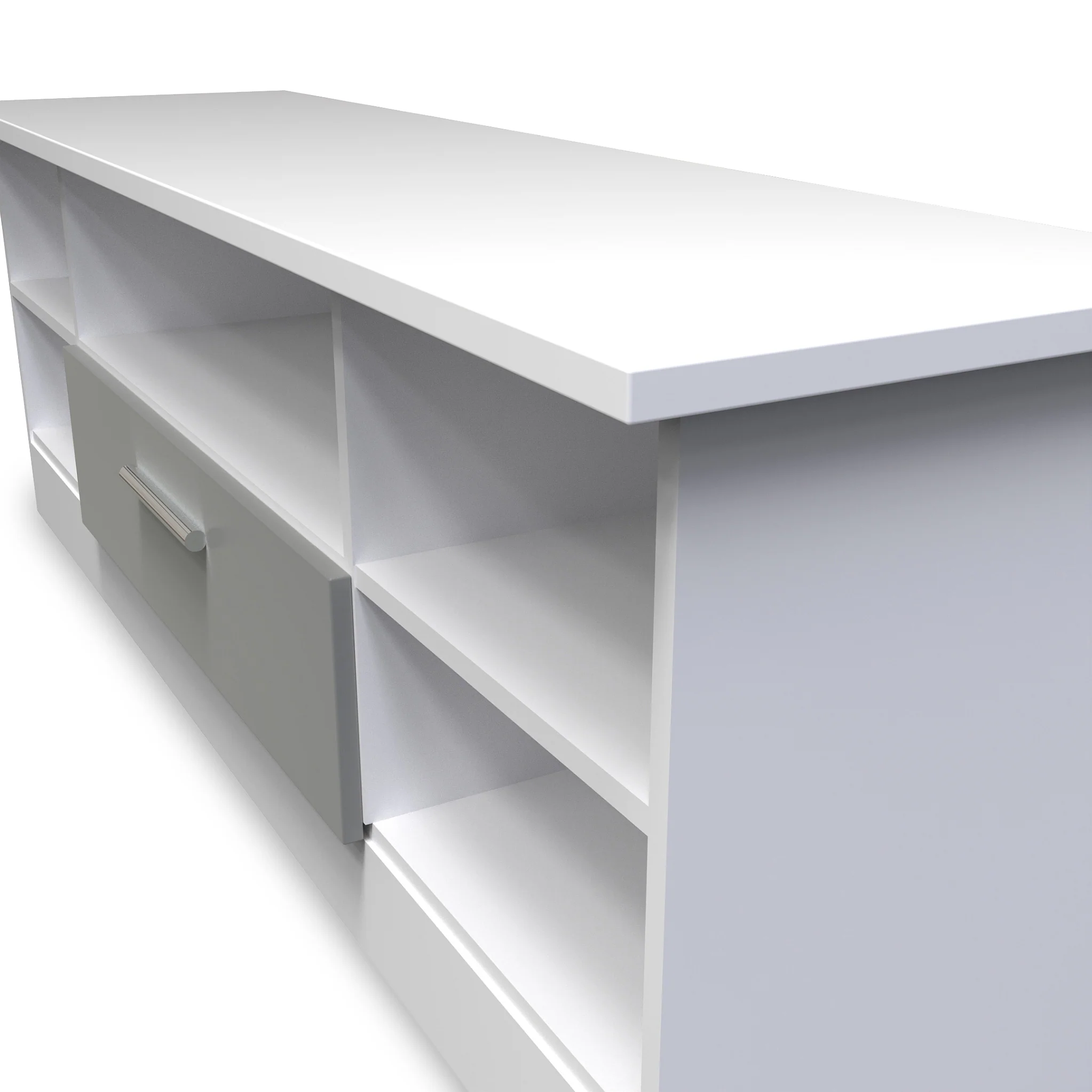 Blakely Grey and White Wide 1 Drawer TV Unit - Image 3