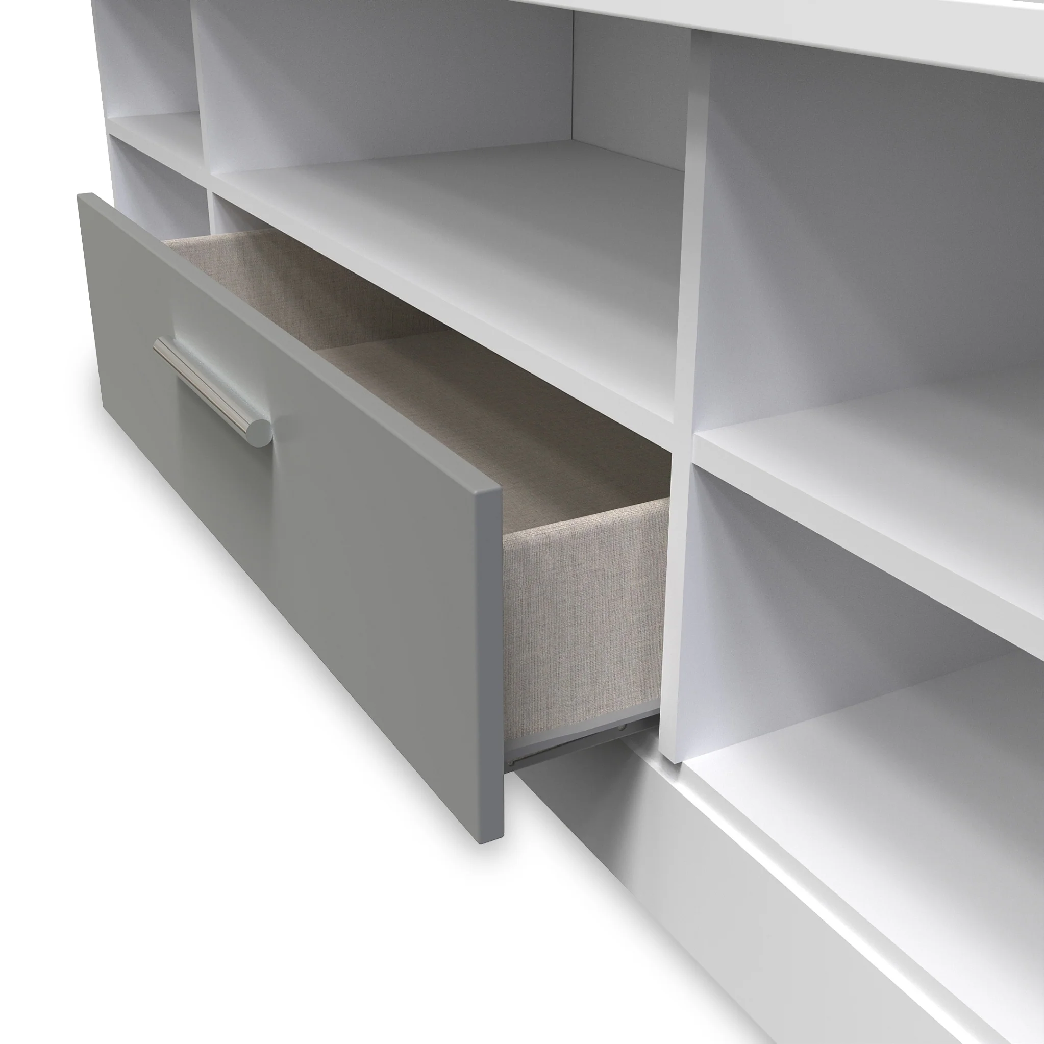 Blakely Grey and White Wide 1 Drawer TV Unit - Image 4