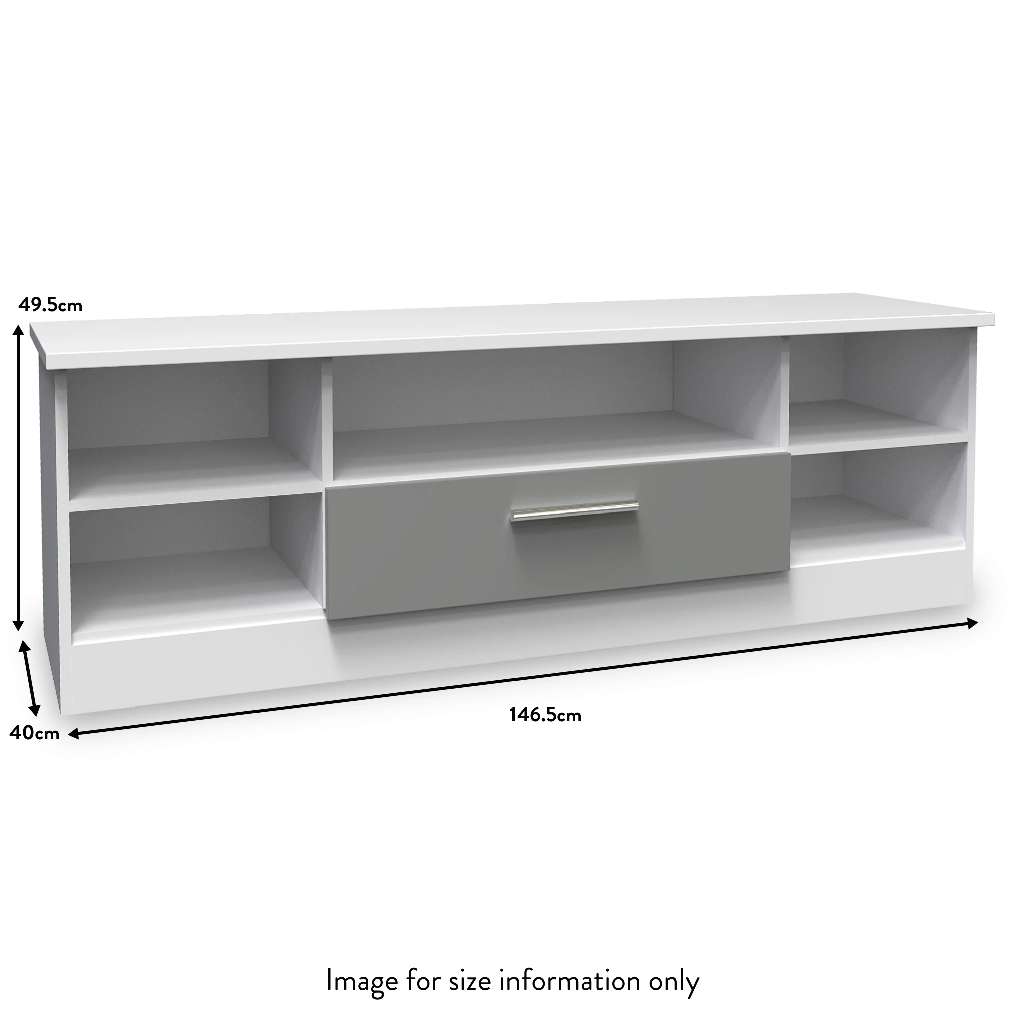 Blakely Grey and White Wide 1 Drawer TV Unit - Image 5