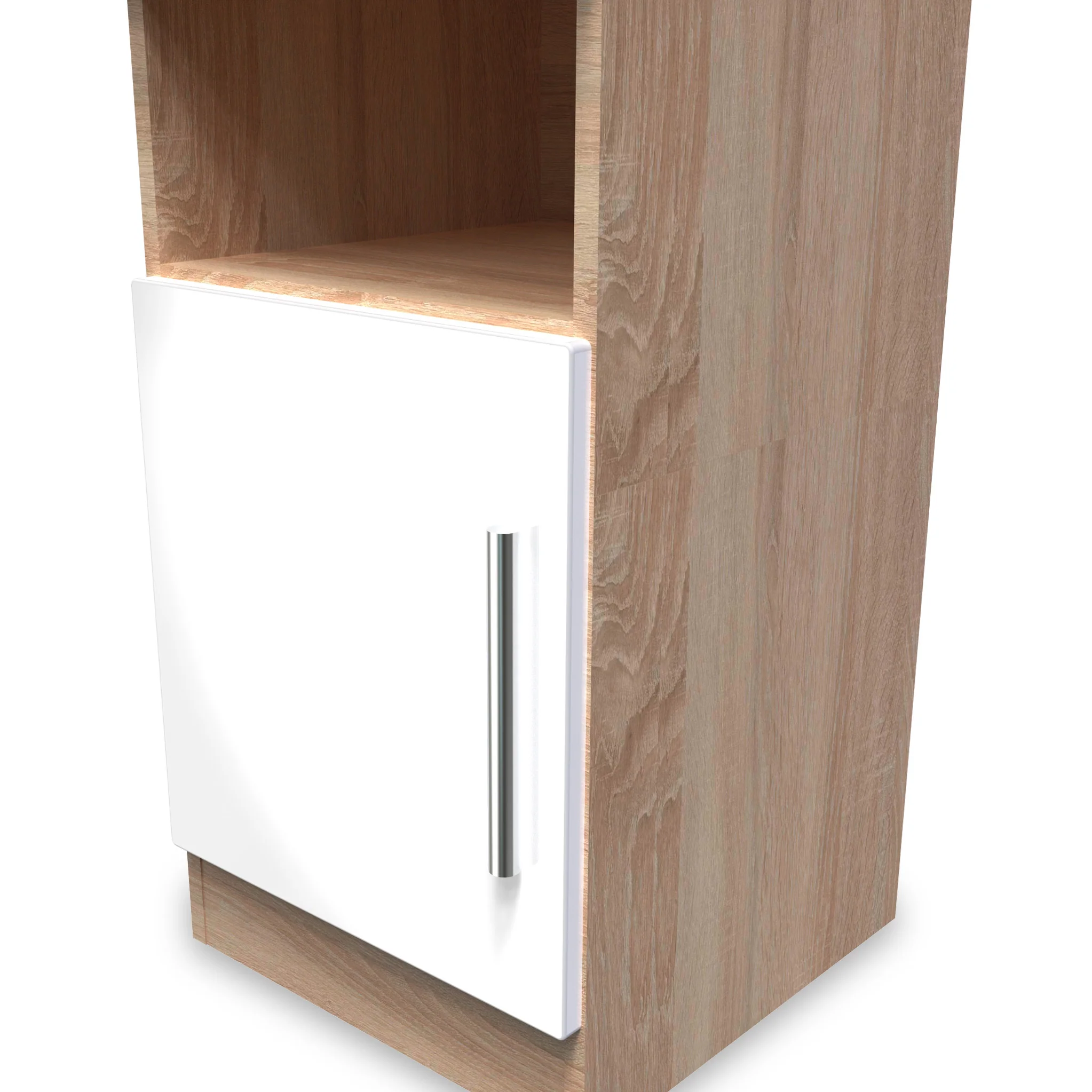Blakely White & Light Oak 1 Door with Open Shelf Bedside Cabinet - Image 4