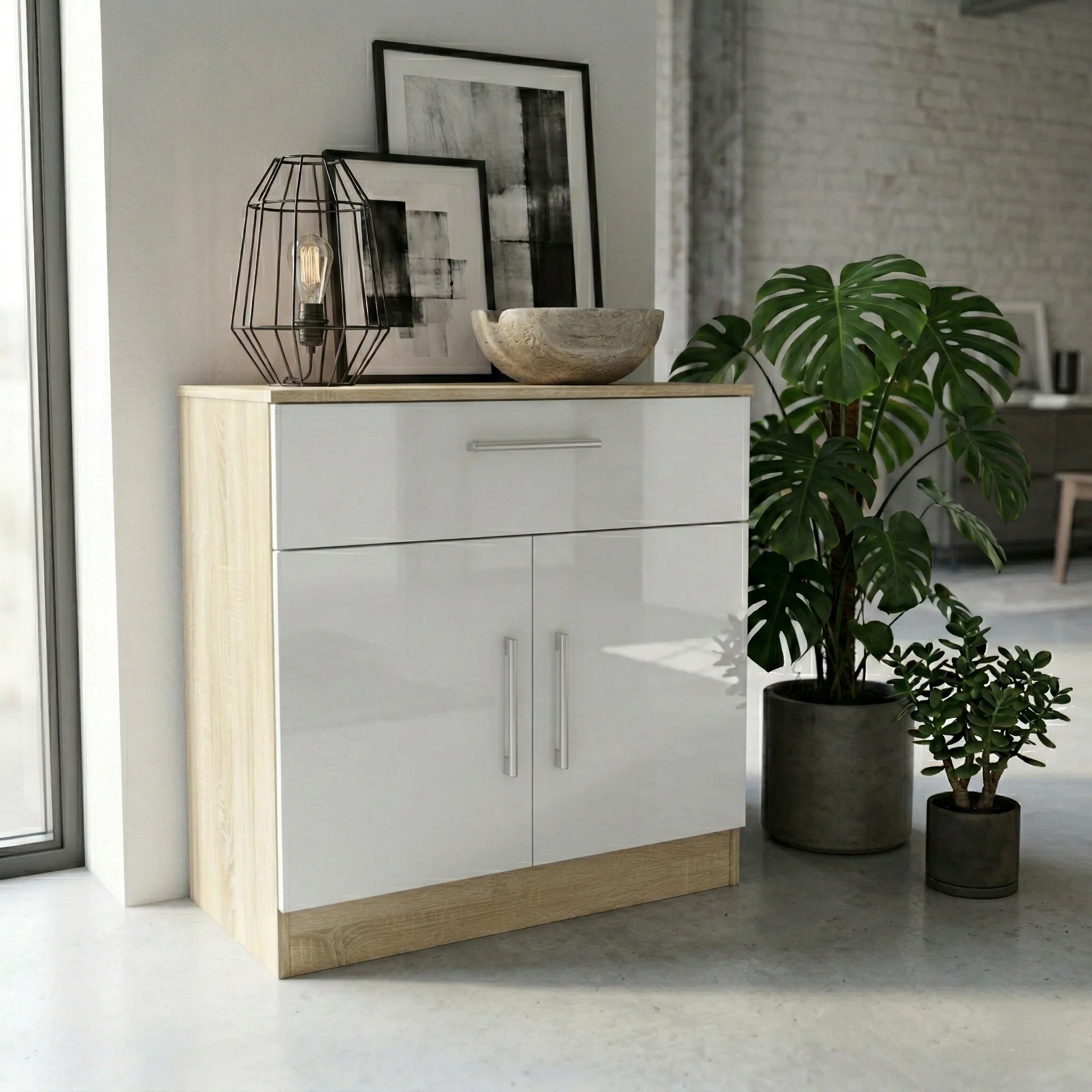 Blakely White & Light Oak 1 Drawer 2 Door Sideboard - Image 2