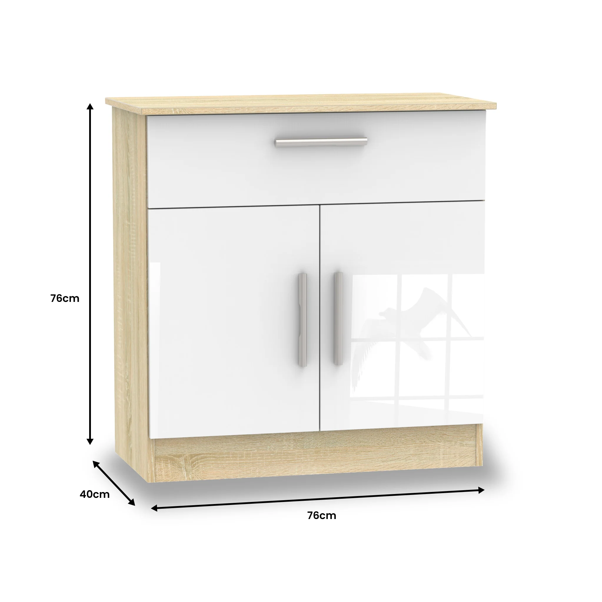 Blakely White & Light Oak 1 Drawer 2 Door Sideboard - Image 3