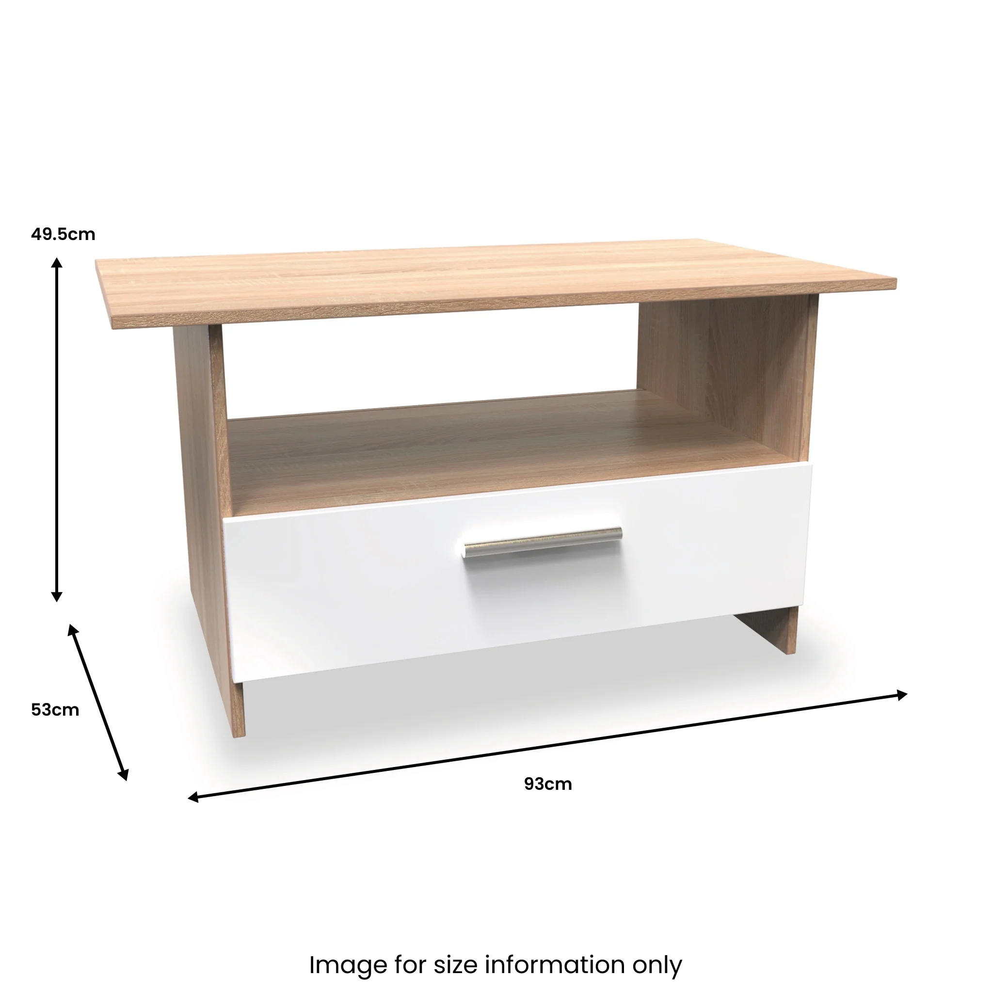 Blakely White & Light Oak 1 Drawer Coffee Table - Image 6
