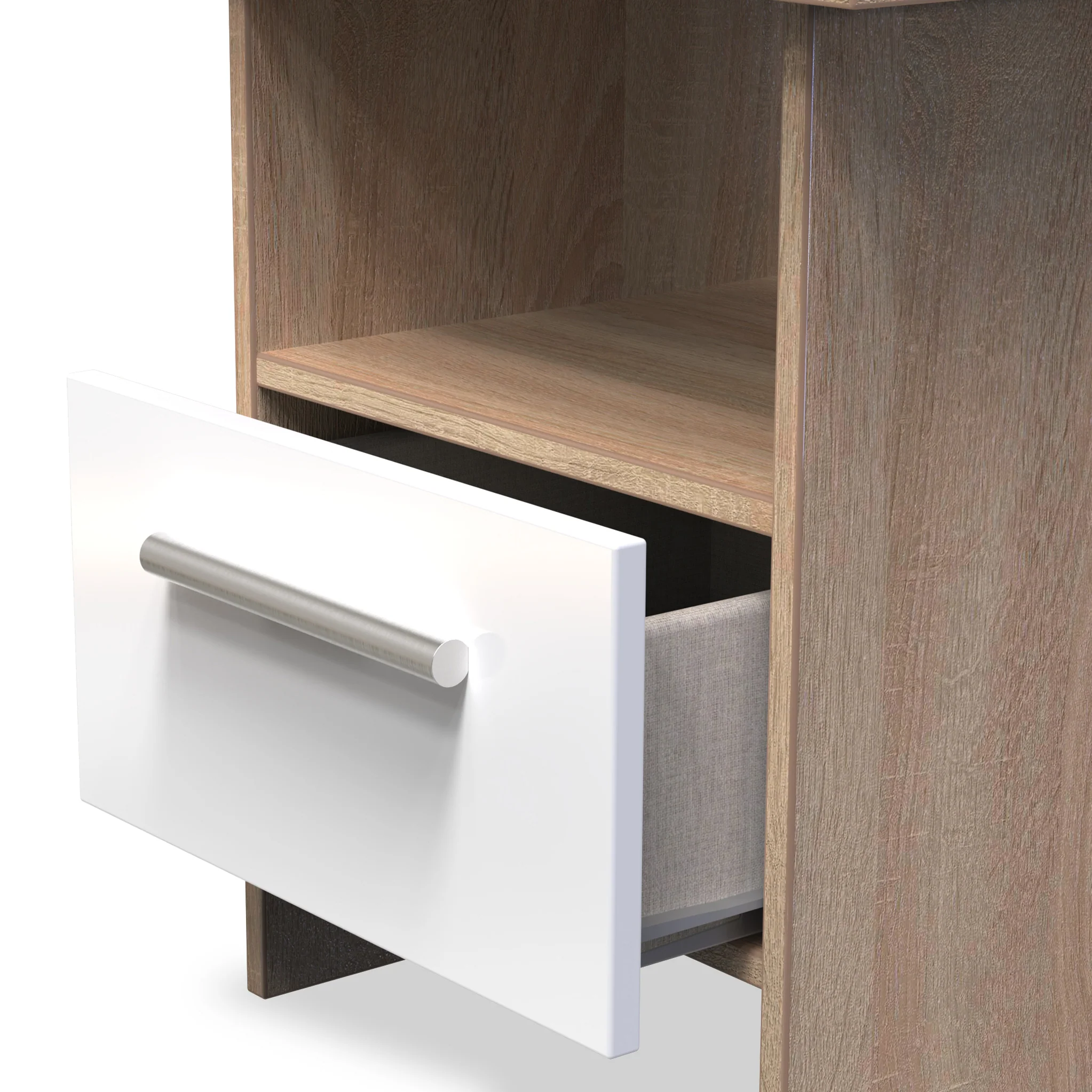 Blakely White & Light Oak 1 Drawer Lamp Table - Image 4