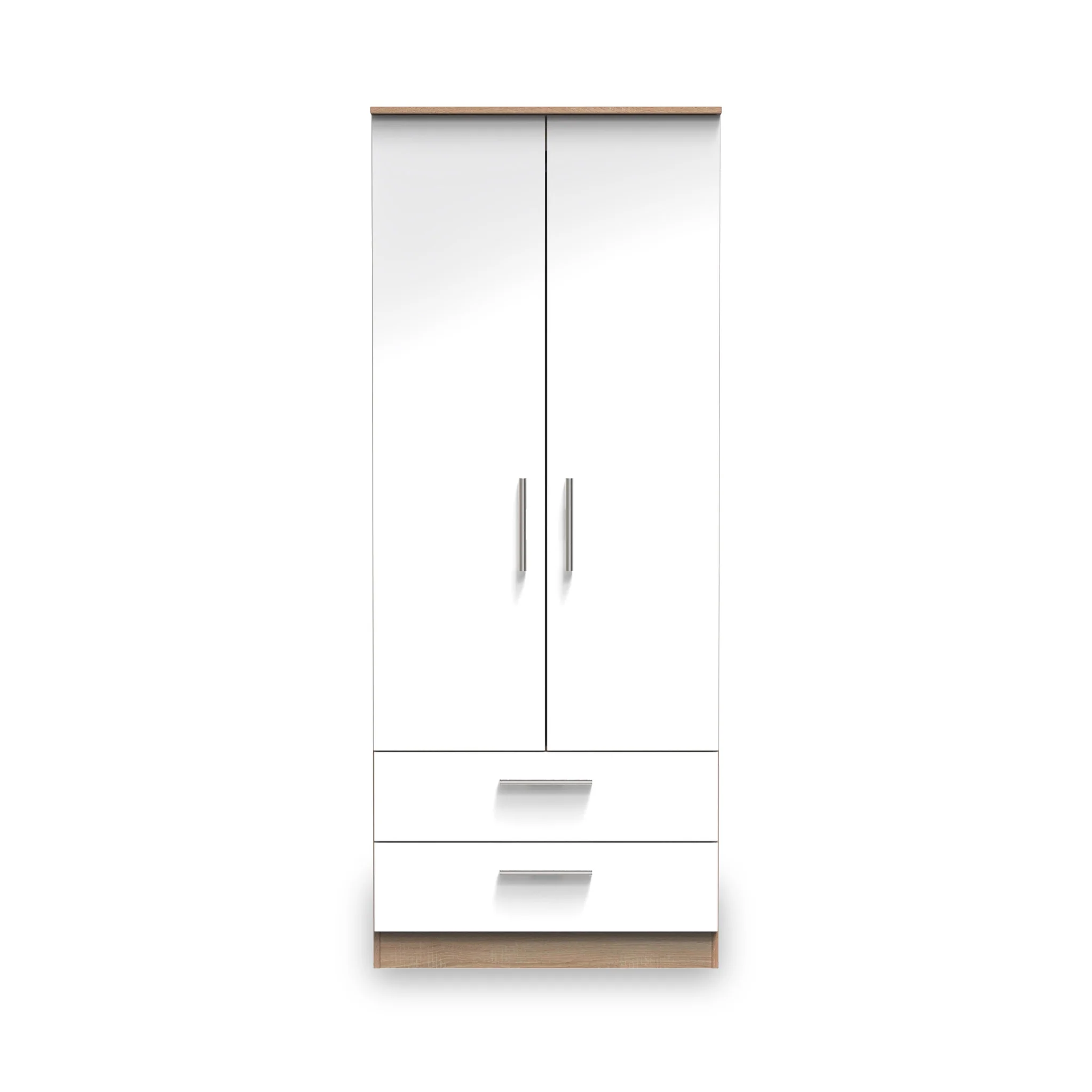 Blakely White & Light Oak 2 Door 2 Drawer Wardrobe - Image 2