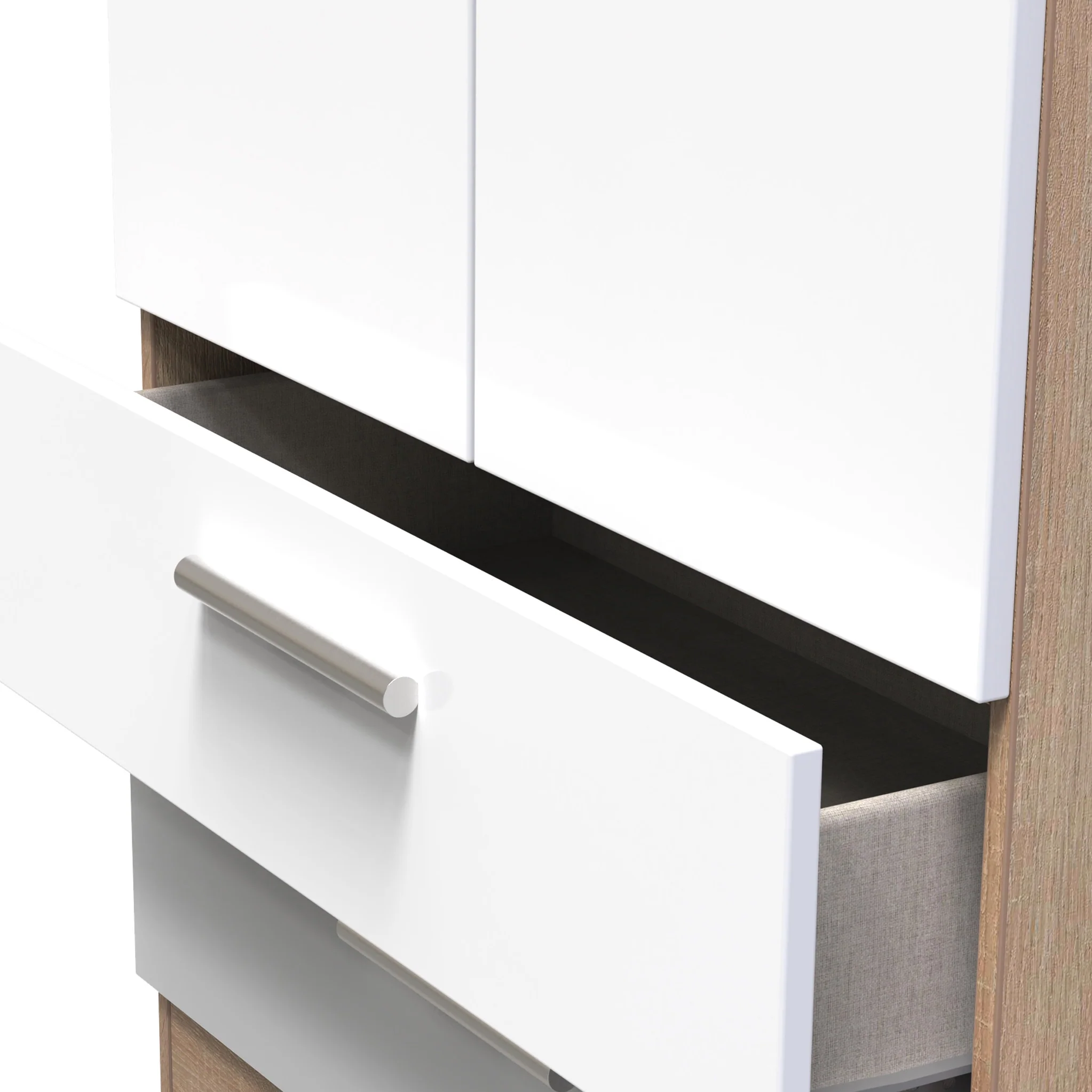 Blakely White & Light Oak 2 Door 2 Drawer Wardrobe - Image 5