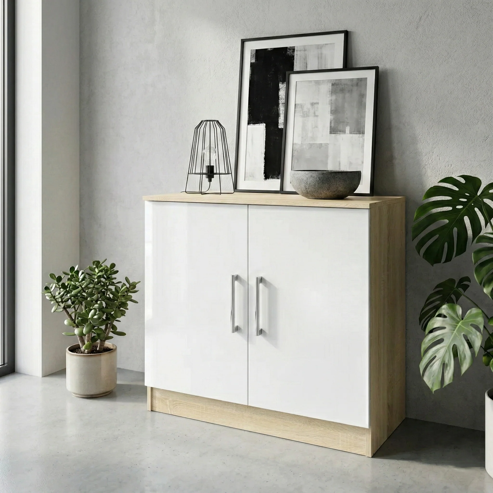 Blakely White & Light Oak 2 Door Cabinet - Image 2