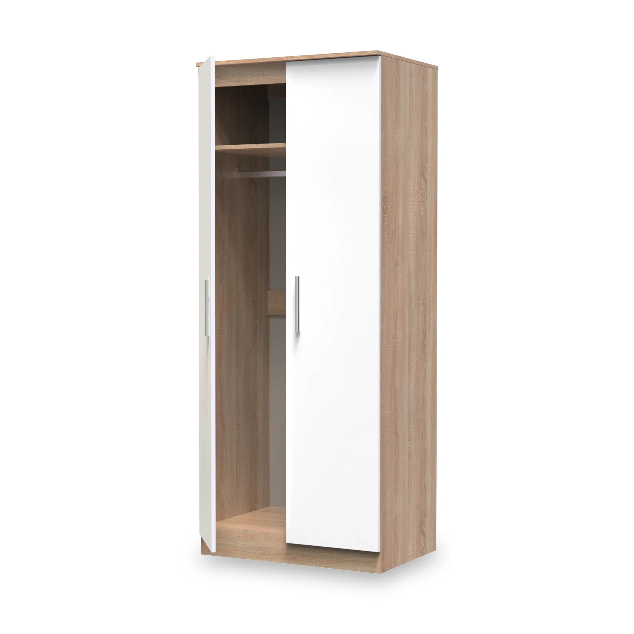Blakely White & Light Oak 2 Door Wardrobe - Image 2