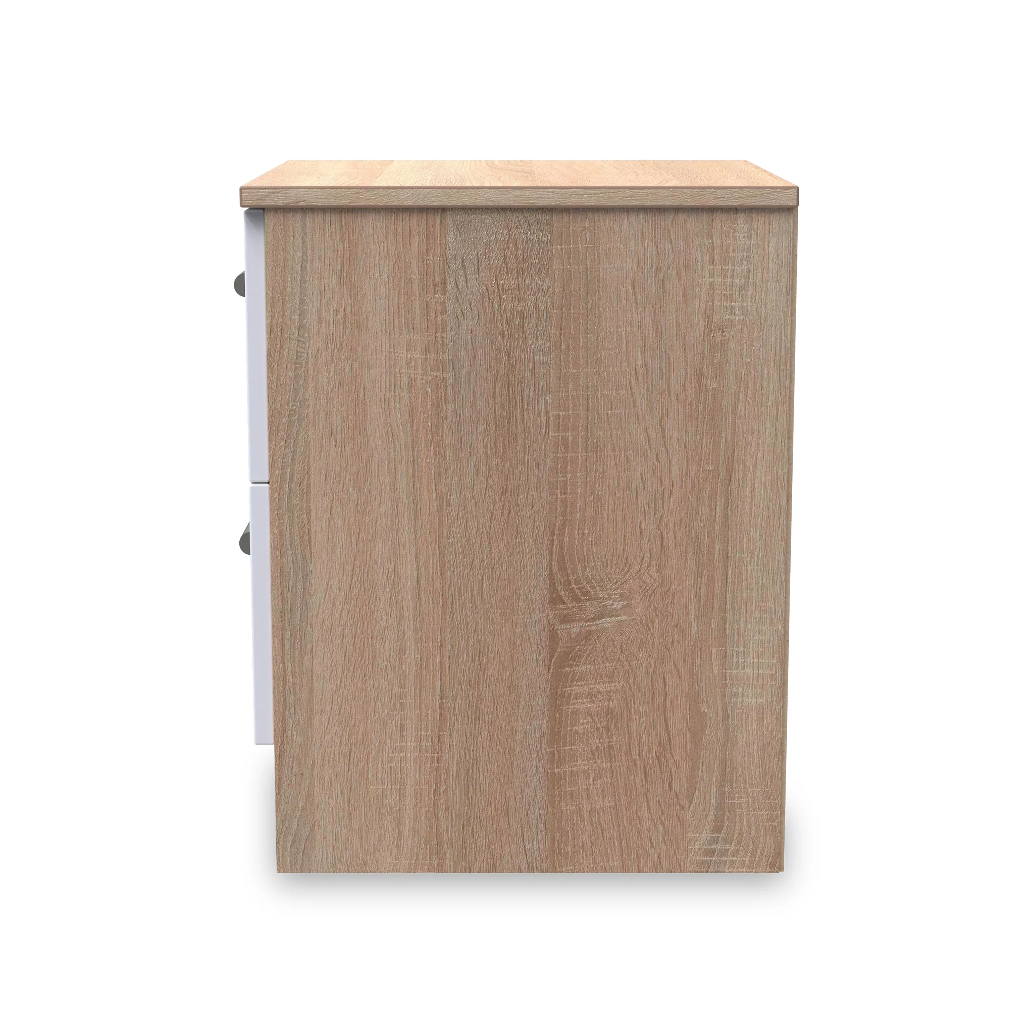 Blakely White & Light Oak 2 Drawer Bedside Cabinet - Image 3