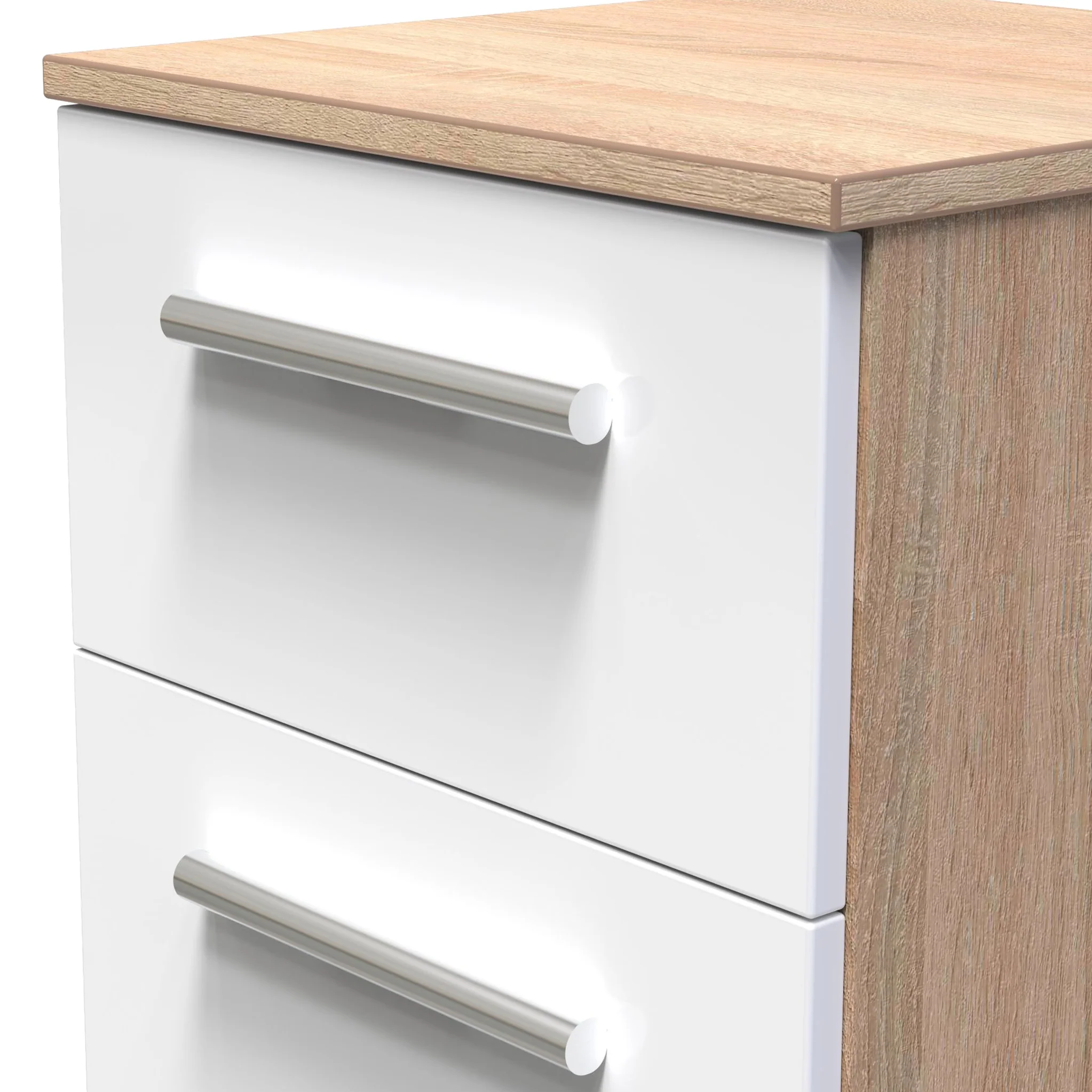 Blakely White & Light Oak 2 Drawer Bedside Cabinet - Image 5